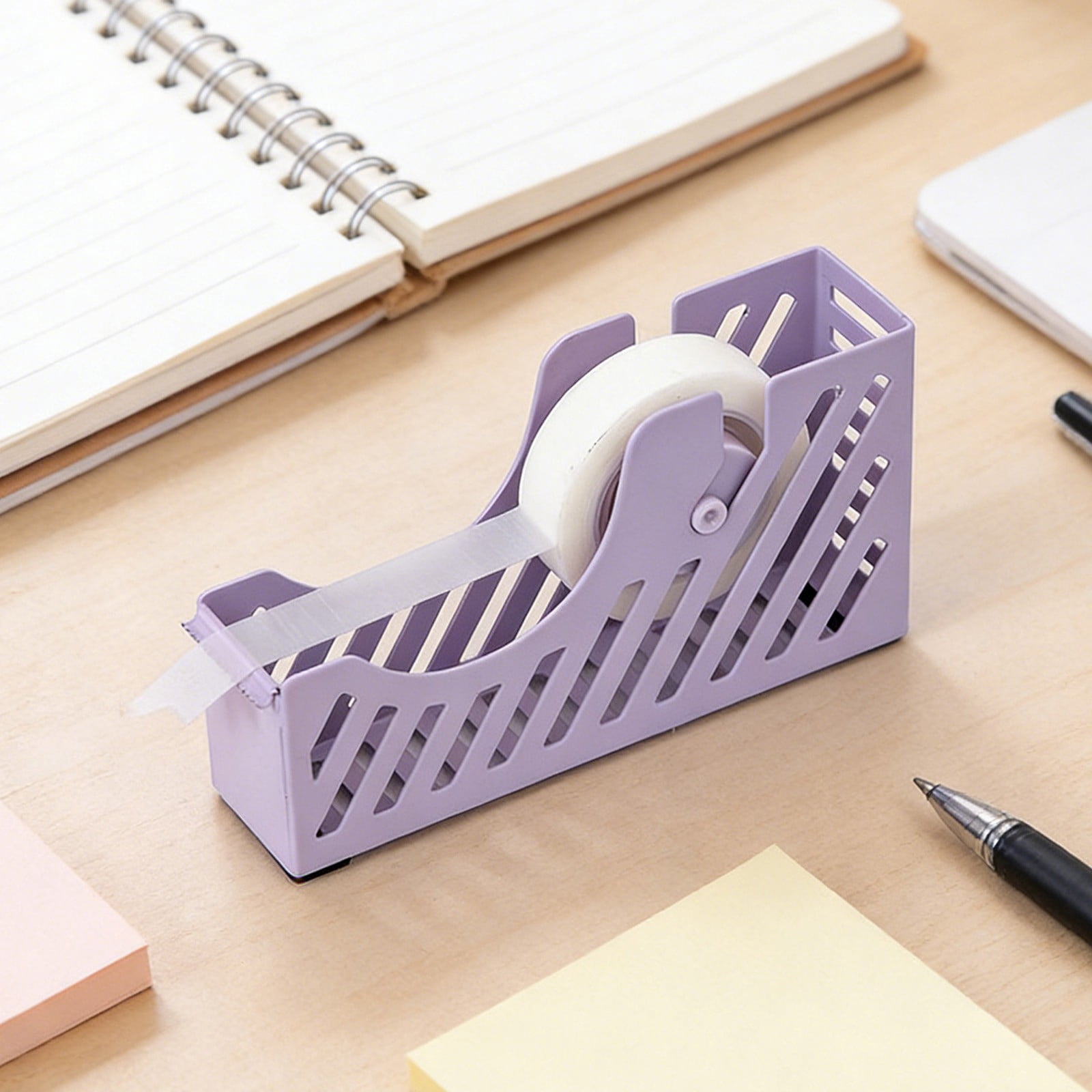 Darzheoy Desktop Tape Dispenser Adhesive Roll Holder Desk Accessories Home Office Tape Dispensers, Weighted Non-Skid Base X-Purple - Image 3