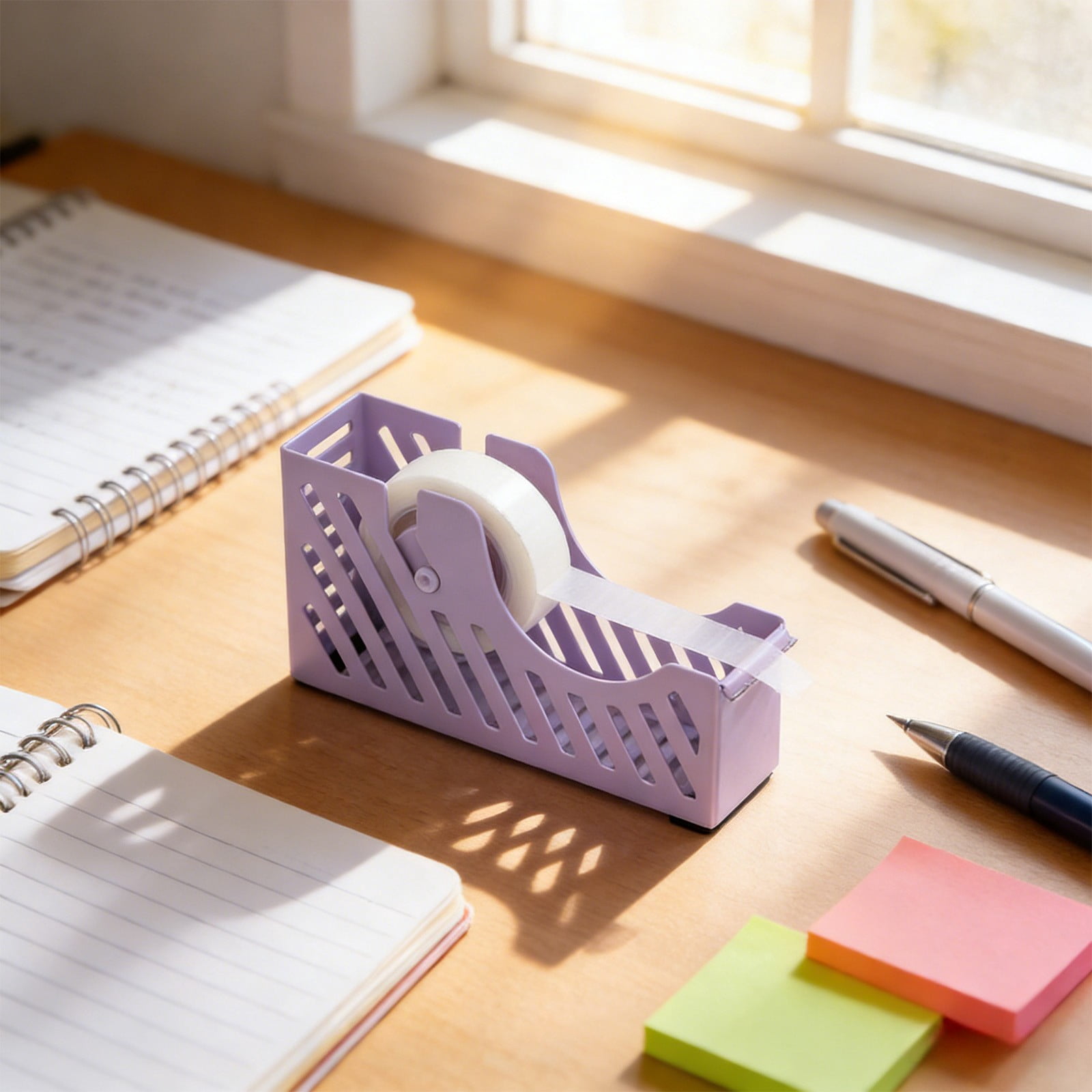 Darzheoy Desktop Tape Dispenser Adhesive Roll Holder Desk Accessories Home Office Tape Dispensers, Weighted Non-Skid Base X-Purple - Image 5