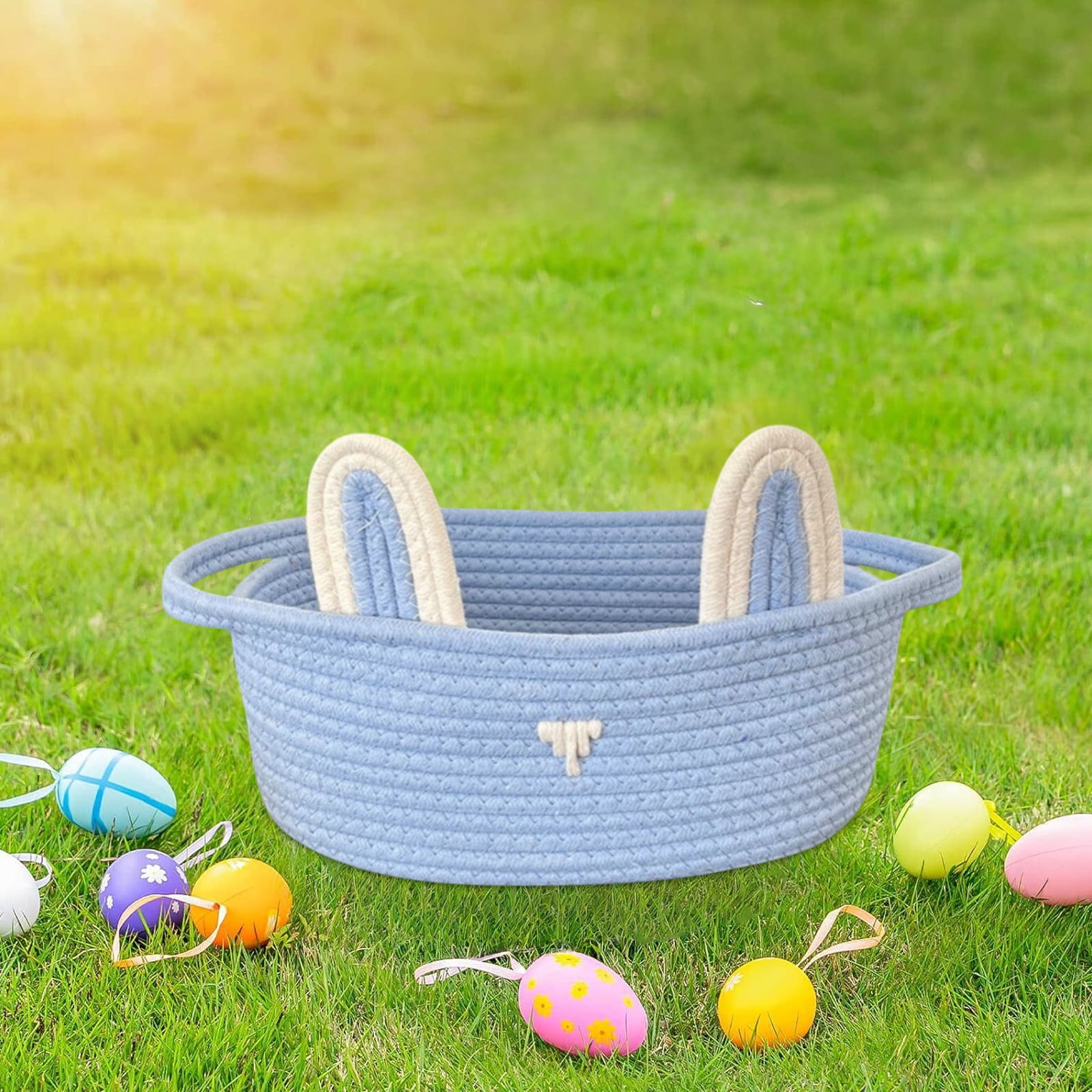 Chmadoxn Adorable Easter Bunny Basket for Kids - Perfect Easter Gift, Cute Easter Bucket Bags with Rabbit Ears for Easter Eggs Hunting, Affordable & Festive Spring Decor As Show A - Image 1