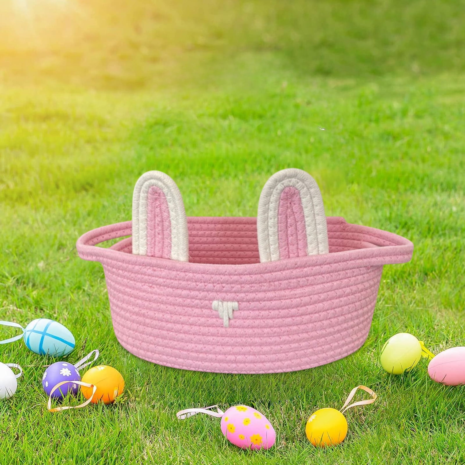 Chmadoxn Adorable Easter Bunny Basket for Kids - Perfect Easter Gift, Cute Easter Bucket Bags with Rabbit Ears for Easter Eggs Hunting, Affordable & Festive Spring Decor As Show B - Image 1