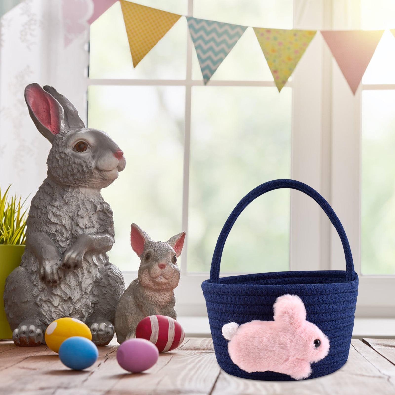 Chmadoxn Adorable Easter Bunny Basket for Kids - Perfect Easter Gift, Cute Easter Bucket Bags with Rabbit Ears for Easter Eggs Hunting, Affordable & Festive Spring Decor As Show D - Image 4