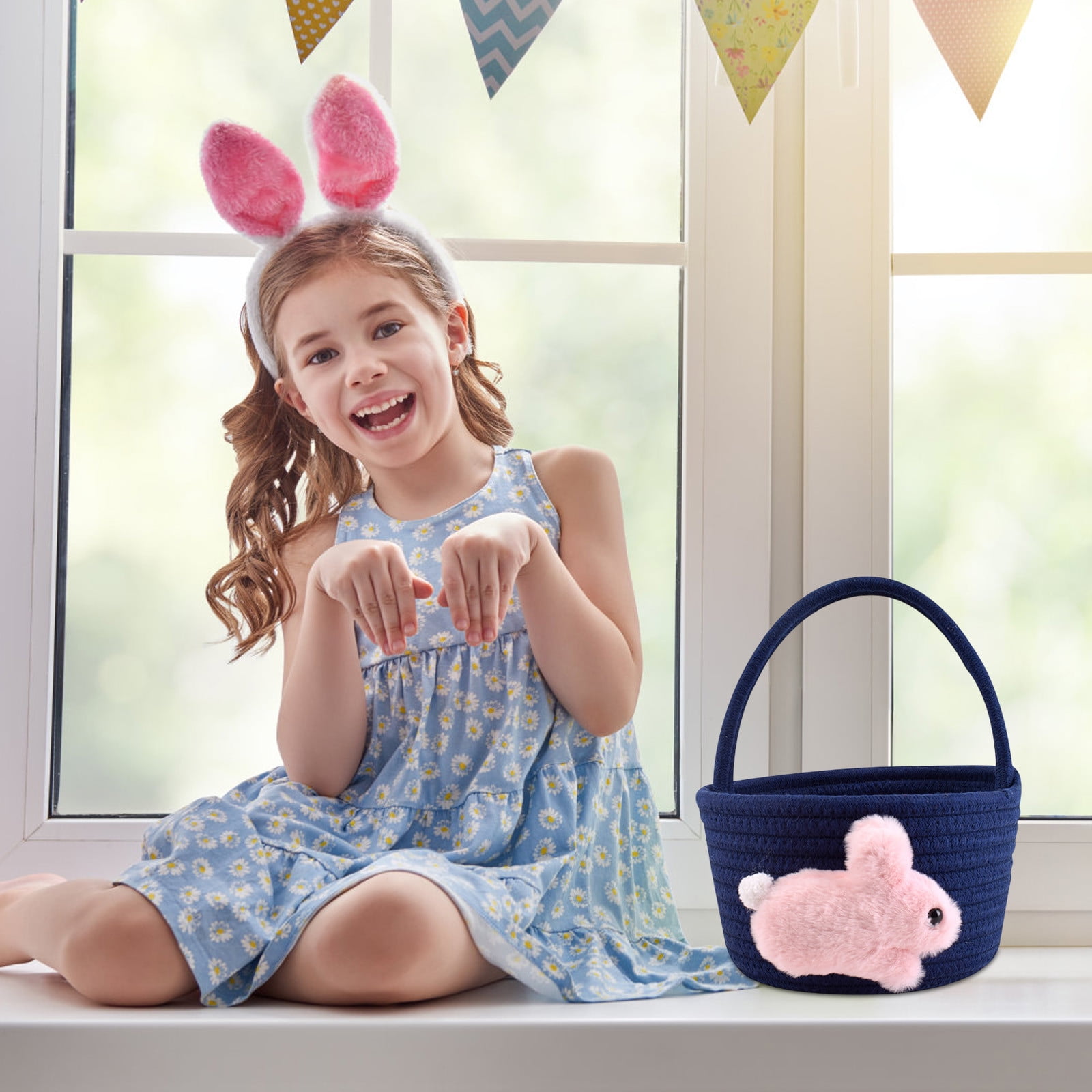 Chmadoxn Adorable Easter Bunny Basket for Kids - Perfect Easter Gift, Cute Easter Bucket Bags with Rabbit Ears for Easter Eggs Hunting, Affordable & Festive Spring Decor As Show D - Image 5