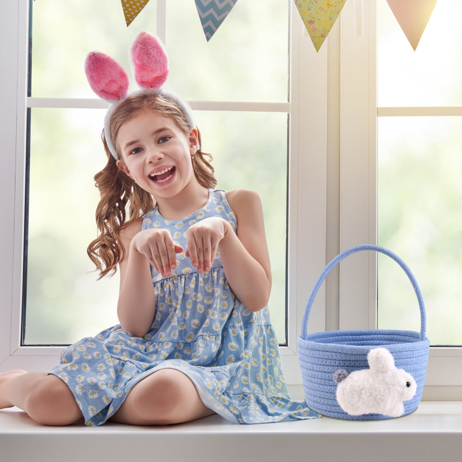 Chmadoxn Adorable Easter Bunny Basket for Kids - Perfect Easter Gift, Cute Easter Bucket Bags with Rabbit Ears for Easter Eggs Hunting, Affordable & Festive Spring Decor As Show E - Image 6