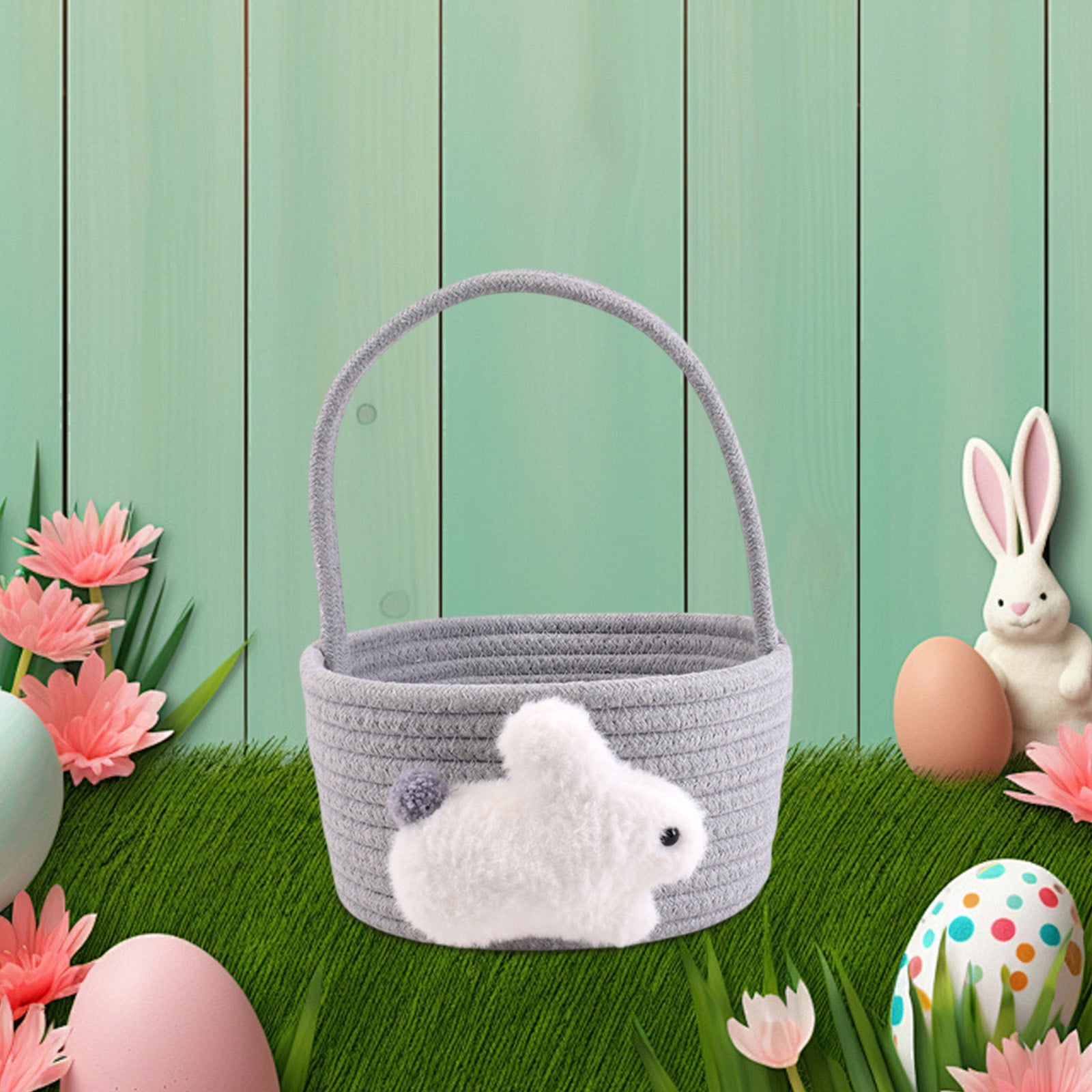 Chmadoxn Adorable Easter Bunny Basket for Kids - Perfect Easter Gift, Cute Easter Bucket Bags with Rabbit Ears for Easter Eggs Hunting, Affordable & Festive Spring Decor As Show F - Image 1