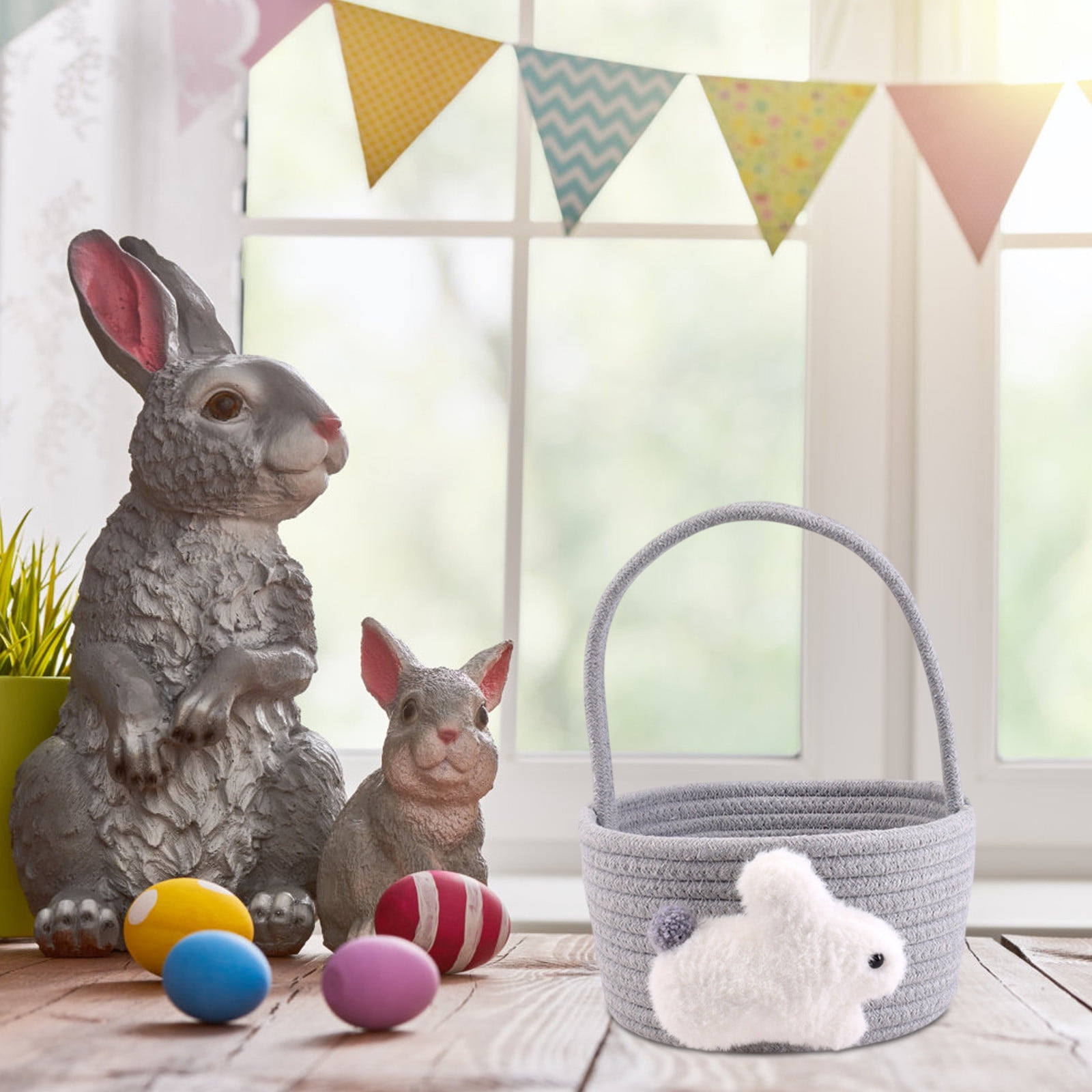 Chmadoxn Adorable Easter Bunny Basket for Kids - Perfect Easter Gift, Cute Easter Bucket Bags with Rabbit Ears for Easter Eggs Hunting, Affordable & Festive Spring Decor As Show F - Image 6