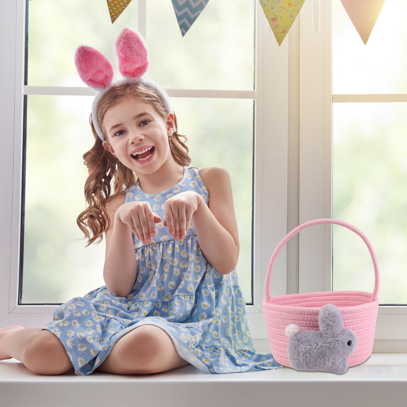 Chmadoxn Adorable Easter Bunny Basket for Kids - Perfect Easter Gift, Cute Easter Bucket Bags with Rabbit Ears for Easter Eggs Hunting, Affordable & Festive Spring Decor As Show G - Image 4