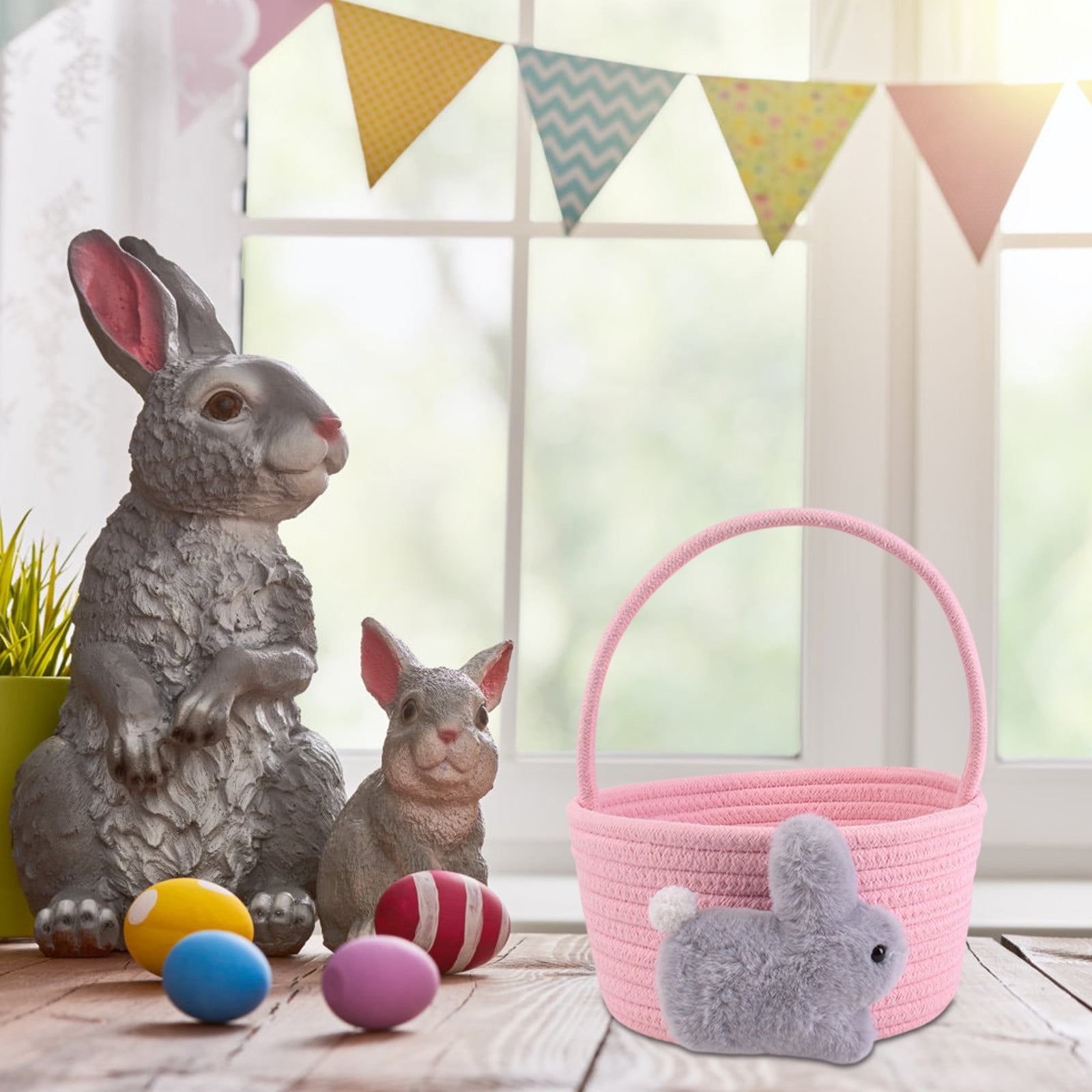 Chmadoxn Adorable Easter Bunny Basket for Kids - Perfect Easter Gift, Cute Easter Bucket Bags with Rabbit Ears for Easter Eggs Hunting, Affordable & Festive Spring Decor As Show G - Image 6