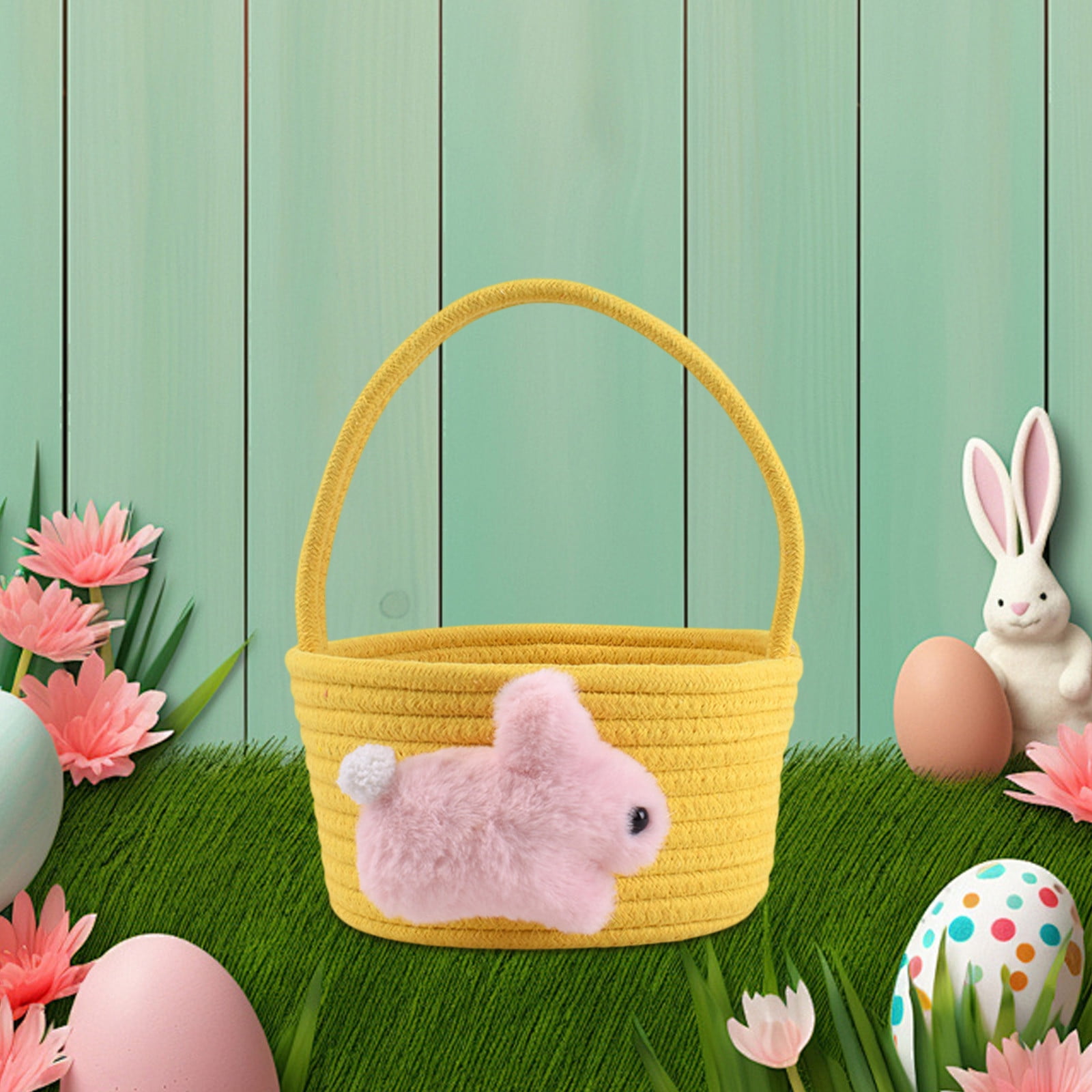 Chmadoxn Adorable Easter Bunny Basket for Kids - Perfect Easter Gift, Cute Easter Bucket Bags with Rabbit Ears for Easter Eggs Hunting, Affordable & Festive Spring Decor As Show H - Image 1