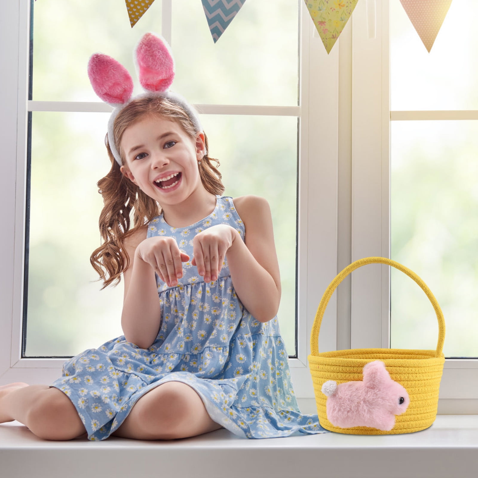 Chmadoxn Adorable Easter Bunny Basket for Kids - Perfect Easter Gift, Cute Easter Bucket Bags with Rabbit Ears for Easter Eggs Hunting, Affordable & Festive Spring Decor As Show H - Image 4