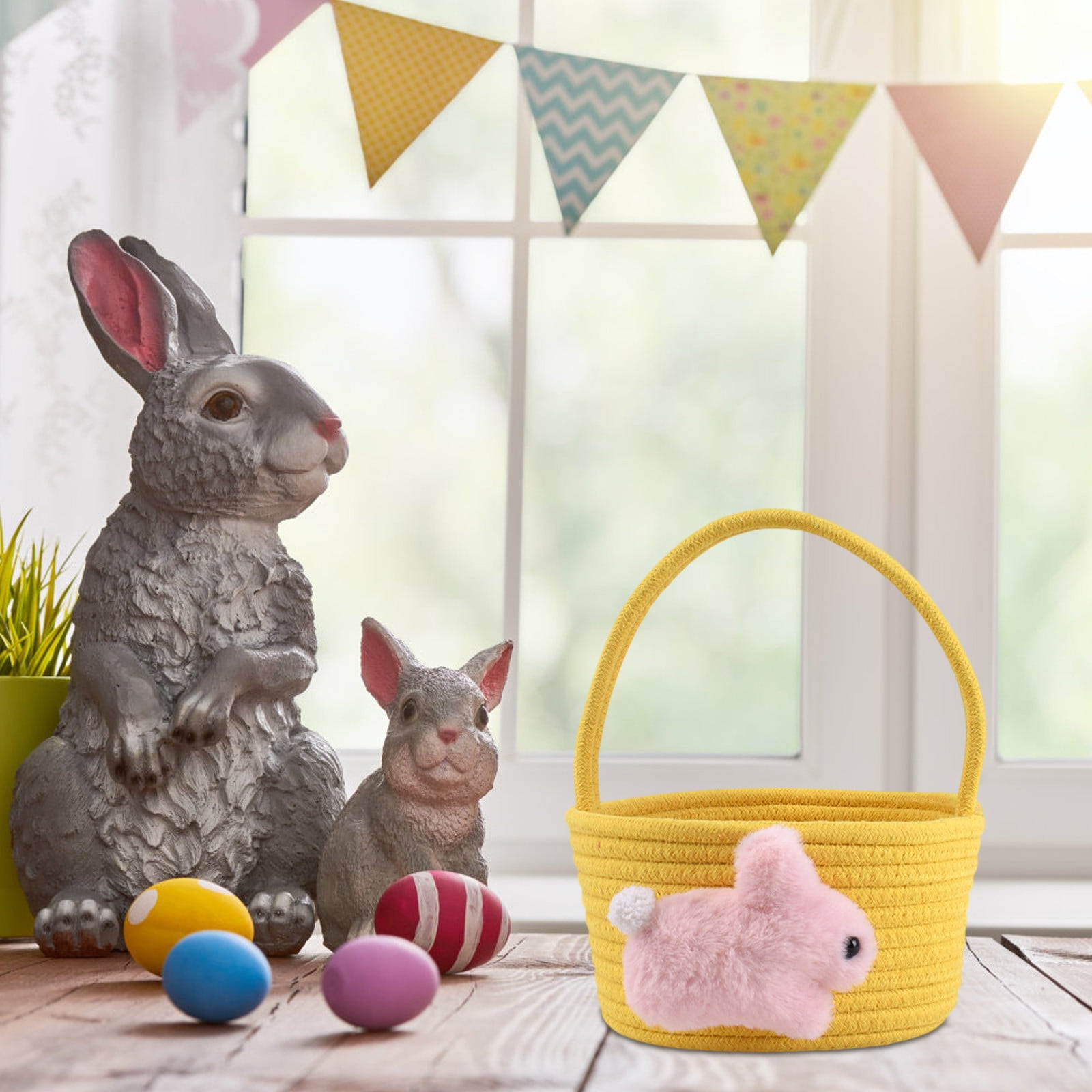Chmadoxn Adorable Easter Bunny Basket for Kids - Perfect Easter Gift, Cute Easter Bucket Bags with Rabbit Ears for Easter Eggs Hunting, Affordable & Festive Spring Decor As Show H - Image 6