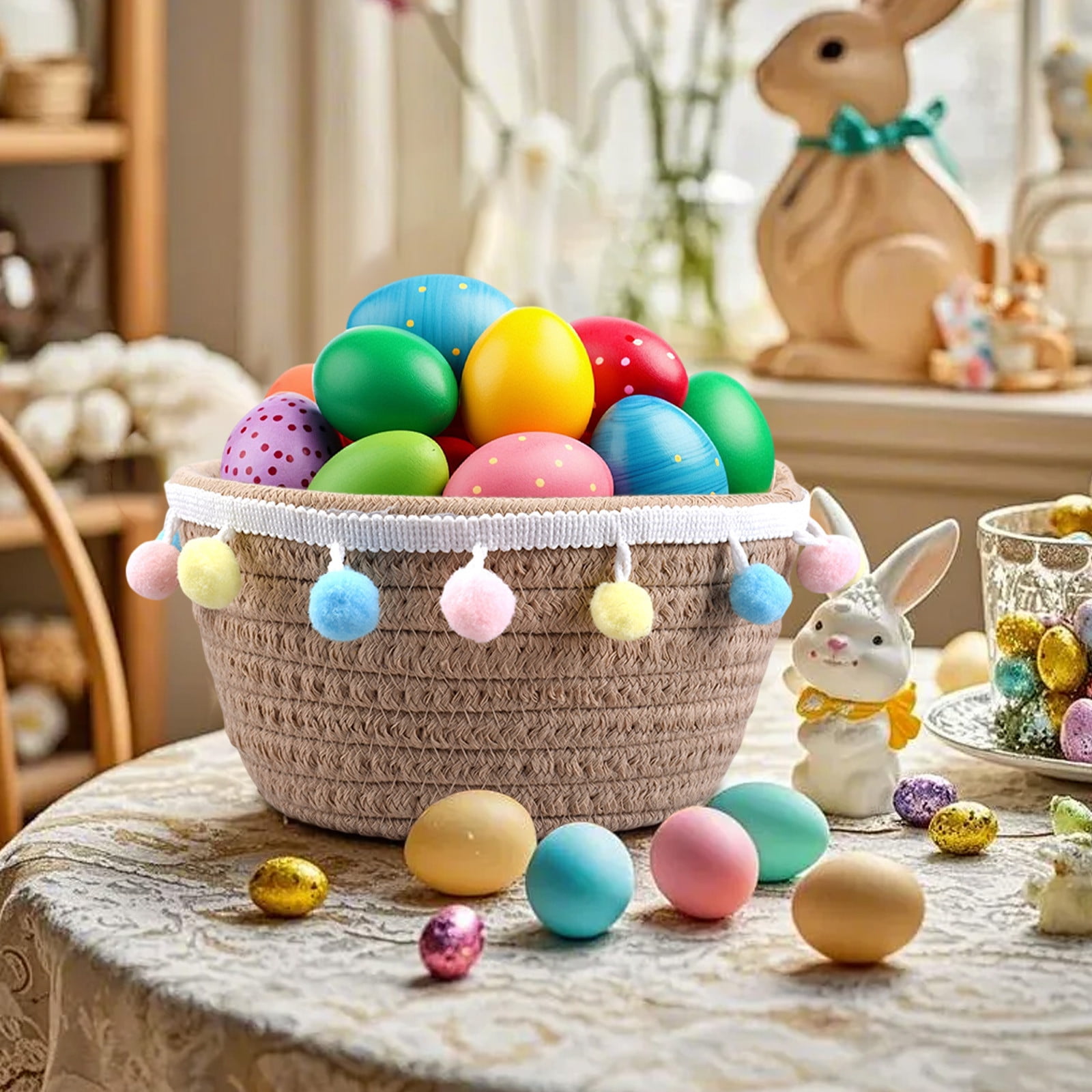 Chmadoxn Adorable Easter Bunny Basket for Kids - Perfect Easter Gift, Cute Easter Bucket Bags with Rabbit Ears for Easter Eggs Hunting, Affordable & Festive Spring Decor As Show I - Image 1