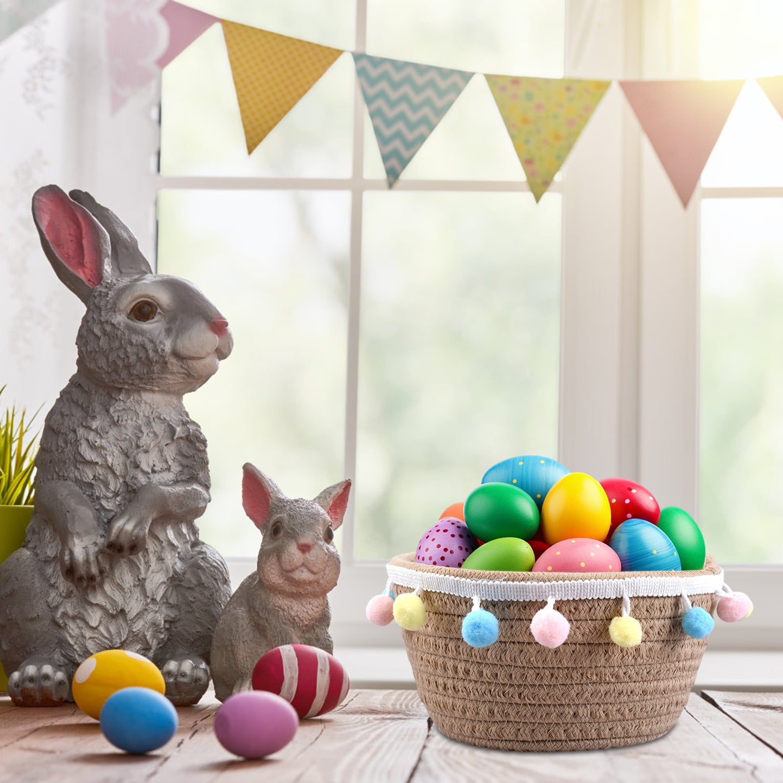 Chmadoxn Adorable Easter Bunny Basket for Kids - Perfect Easter Gift, Cute Easter Bucket Bags with Rabbit Ears for Easter Eggs Hunting, Affordable & Festive Spring Decor As Show I - Image 4