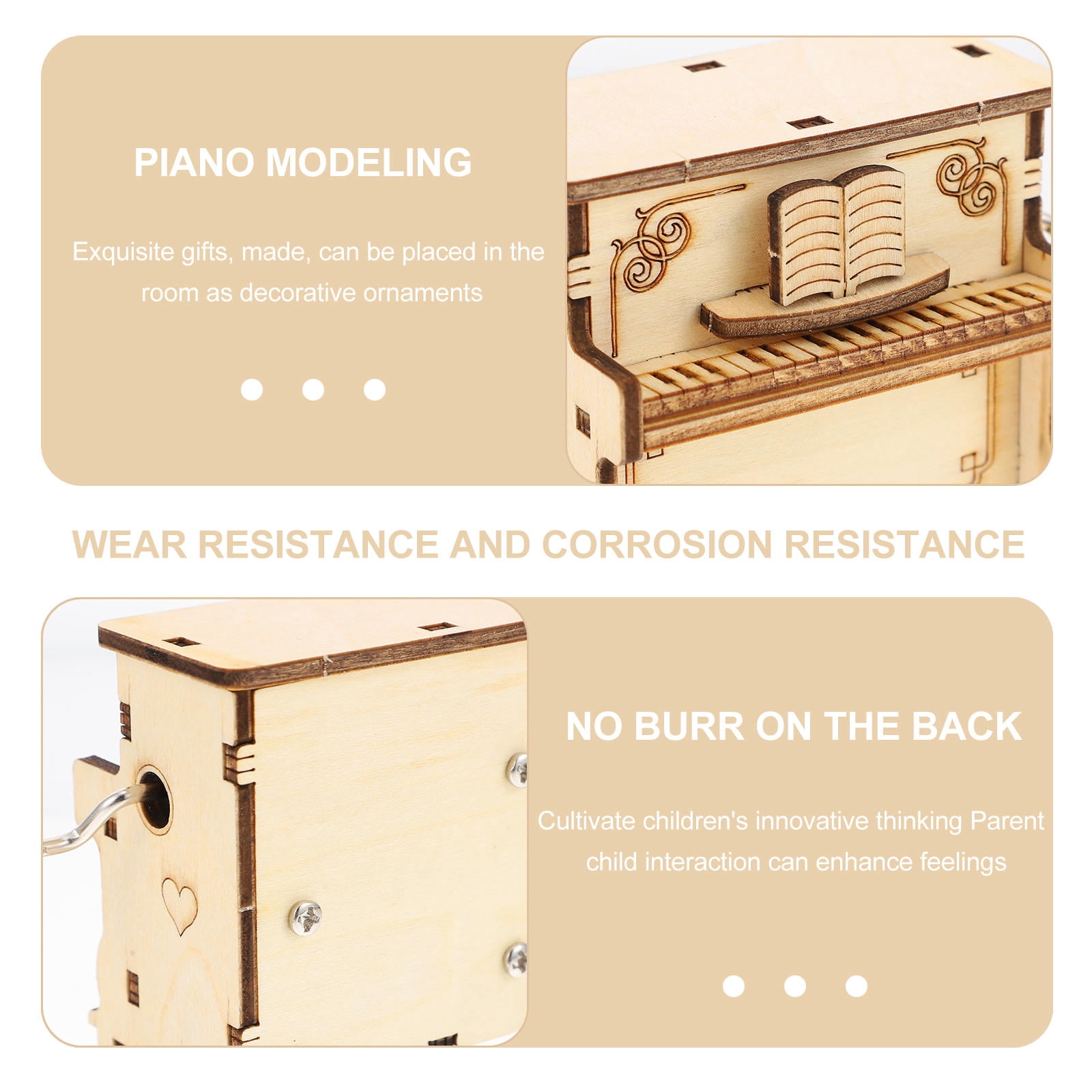 Worgeous 2-Piece Wooden Assembly Puzzle Craft Kit Desktop Musical Piano Model for Adults Teens - Image 7