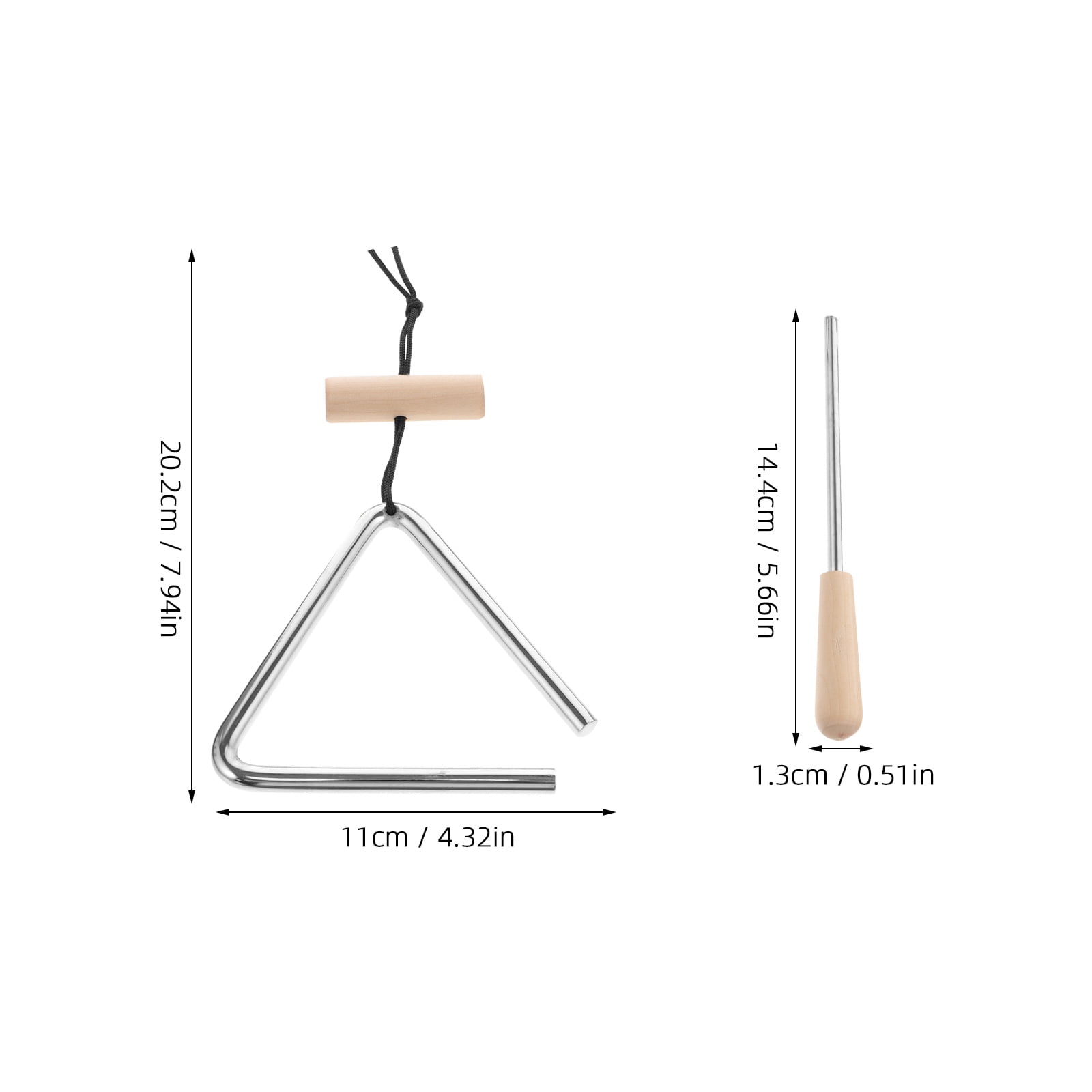 Worgeous 1 Set of Music Instrument Musical Iron Triangle Percussion Instrument With Striker - Image 2