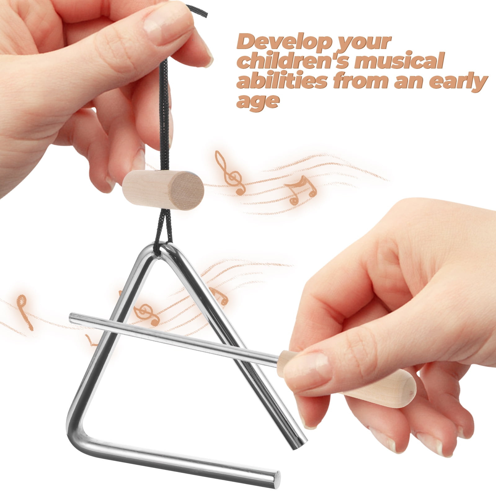 Worgeous 1 Set of Music Instrument Musical Iron Triangle Percussion Instrument With Striker - Image 6