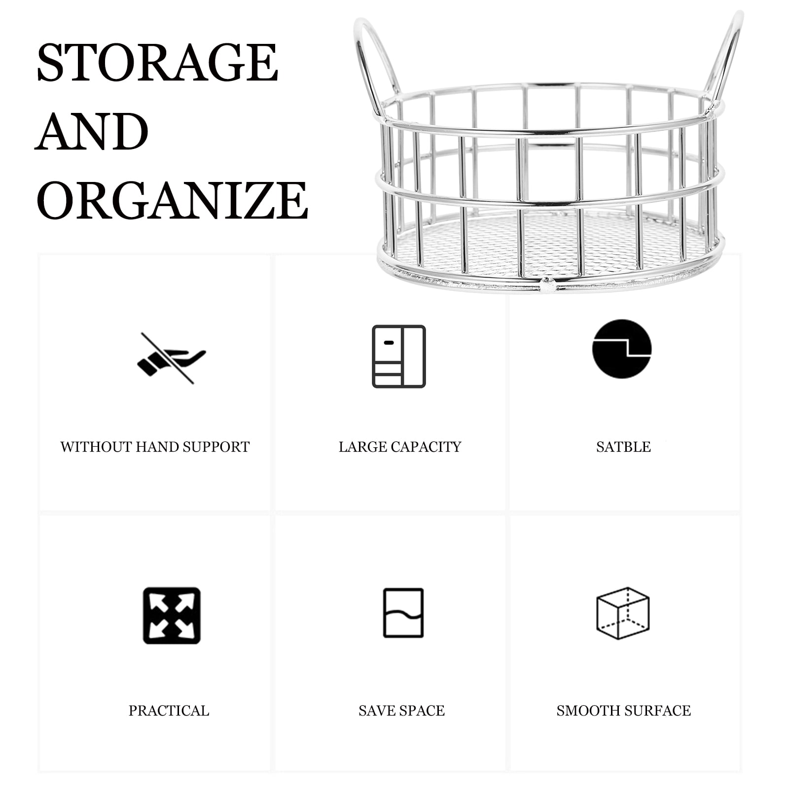 HOOWIFFY Metal Storage Basket for Home and Office, Organizer for Kitchen, Desk, Bathroom, and More - Image 2