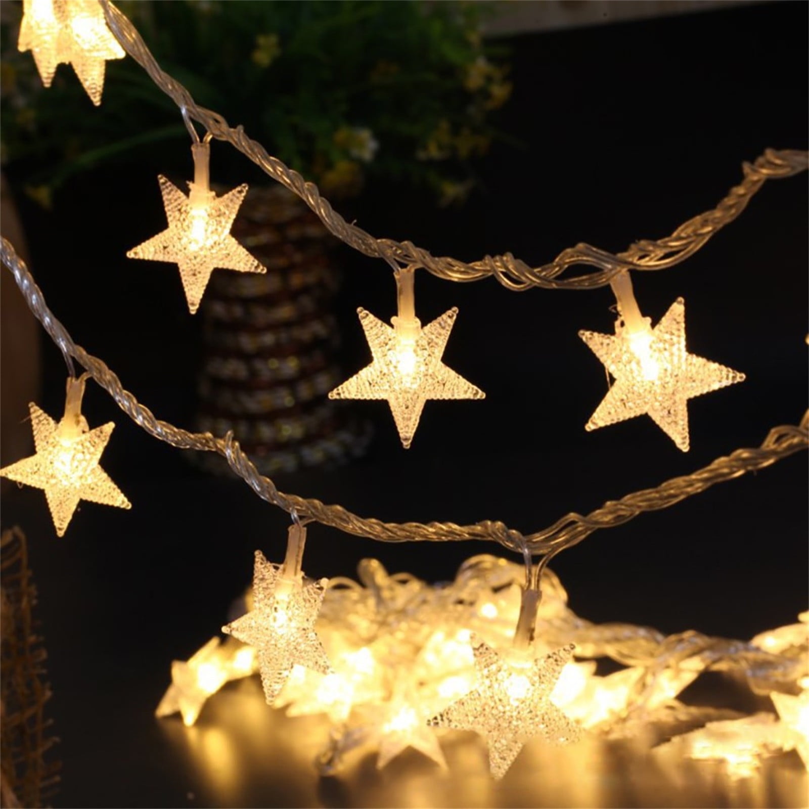Darzheoy Star String Lights, 20 FT 40 LED Battery Operated Twinkle Lights Warm White Cute Hanging Star Fairy Light for Bedroom Room Office Home Indoor Outdoor Eid Xmas Tree Decor White - Image 4