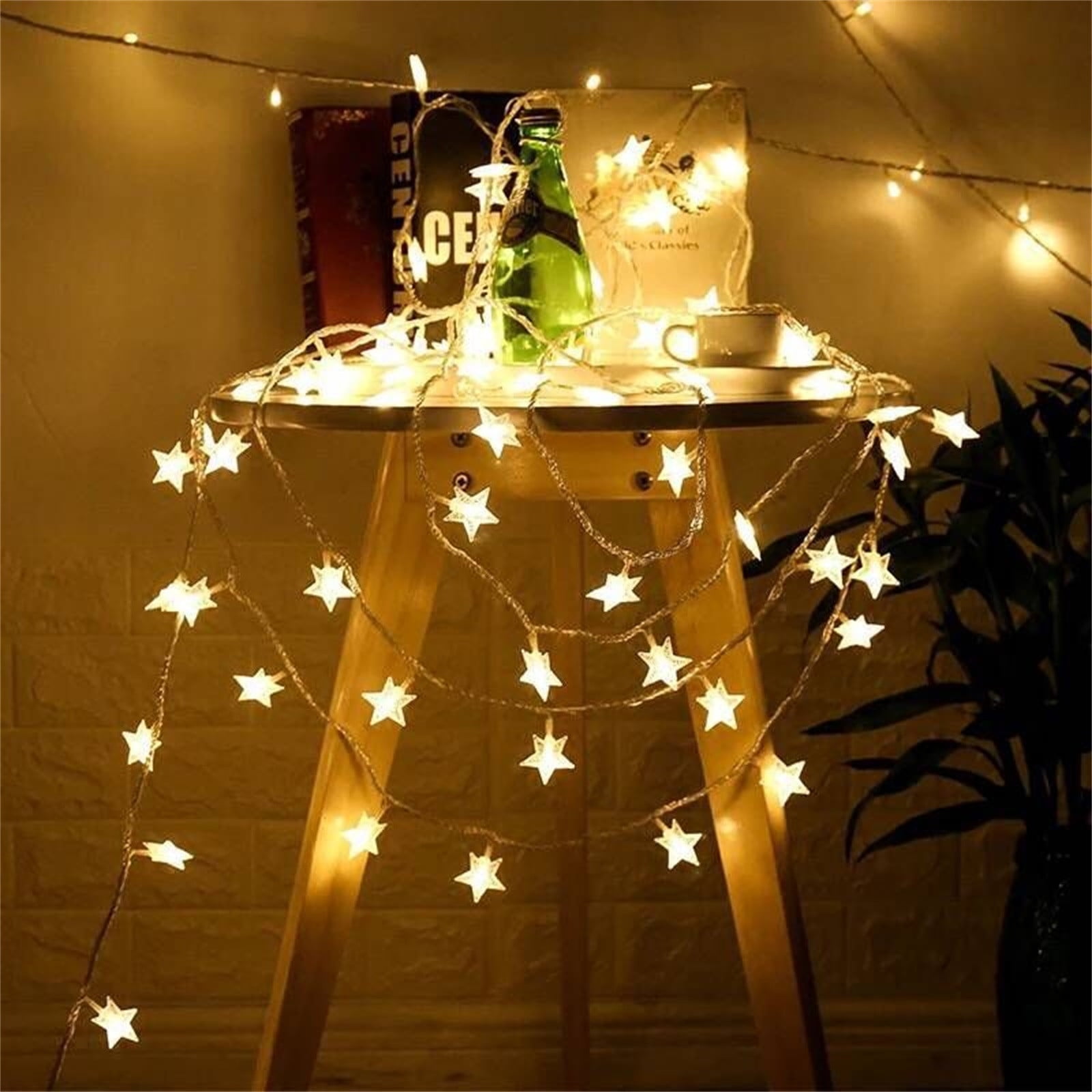 Darzheoy Star String Lights, 20 FT 40 LED Battery Operated Twinkle Lights Warm White Cute Hanging Star Fairy Light for Bedroom Room Office Home Indoor Outdoor Eid Xmas Tree Decor White - Image 7