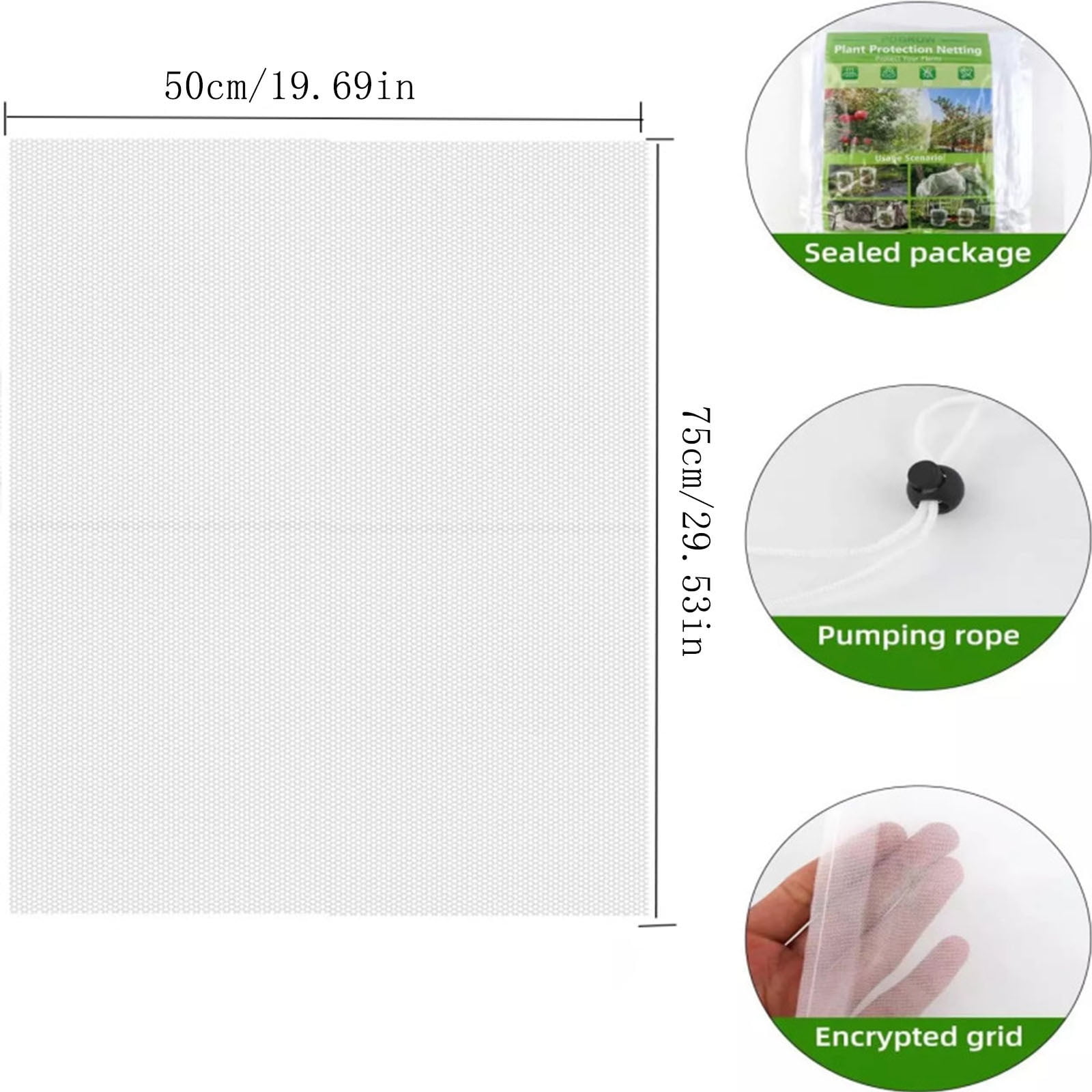 Darzheoy 1 Pack Garden Mesh Netting for Plants, 19.7 x 29.5 Inch Insect Bird Barrier Netting Mesh with Drawstring, Tomato Plant Cover Fruits Tree Netting Bags Protection for Vegetables 39.4