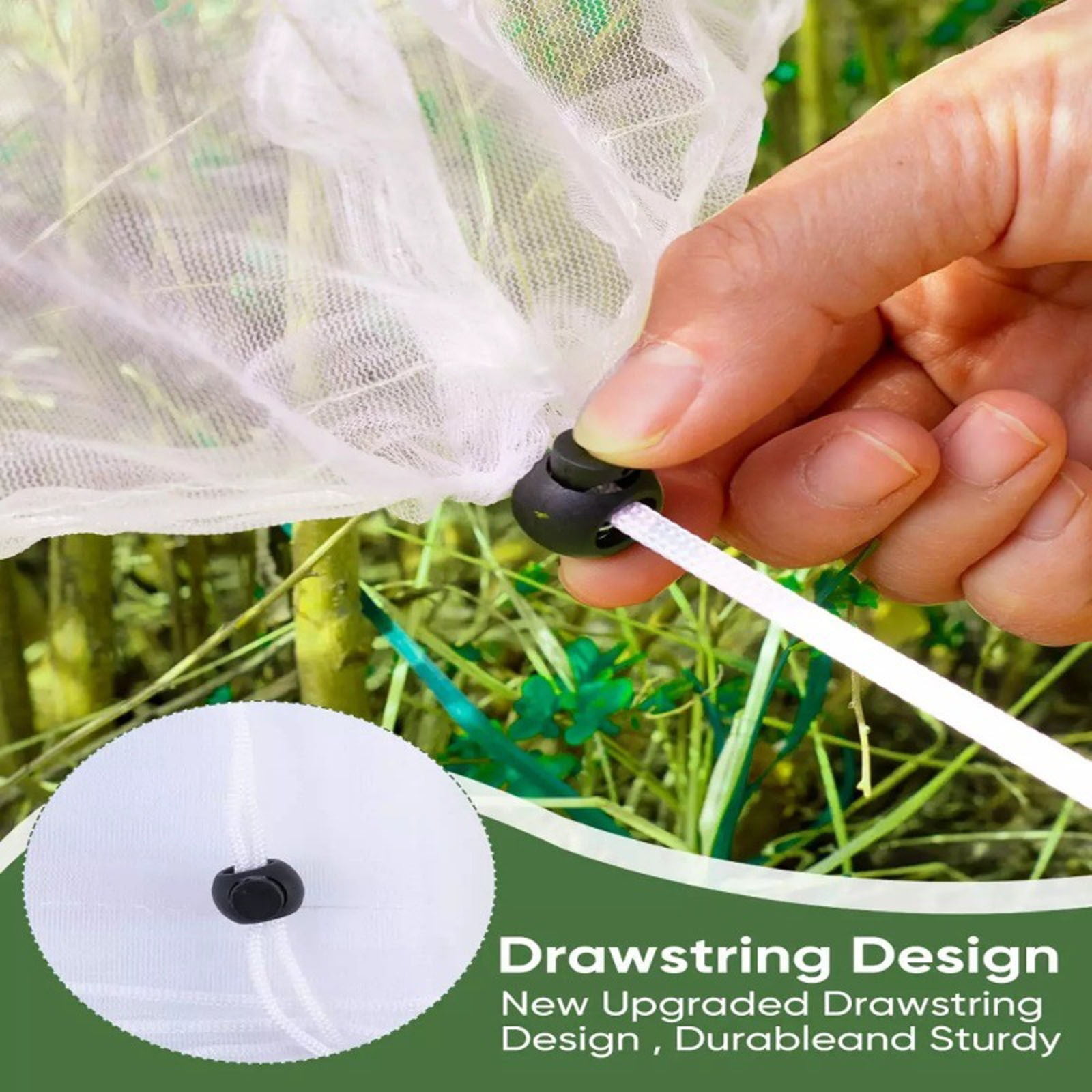Darzheoy 1 Pack Garden Mesh Netting for Plants, 19.7 x 29.5 Inch Insect Bird Barrier Netting Mesh with Drawstring, Tomato Plant Cover Fruits Tree Netting Bags Protection for Vegetables 39.4