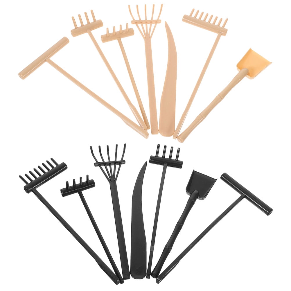 Worgeous 14pcs Mini Plastic Rakes Small Garden Rakes for Sand Table Crafts and Adornments Tools Set - Image 1