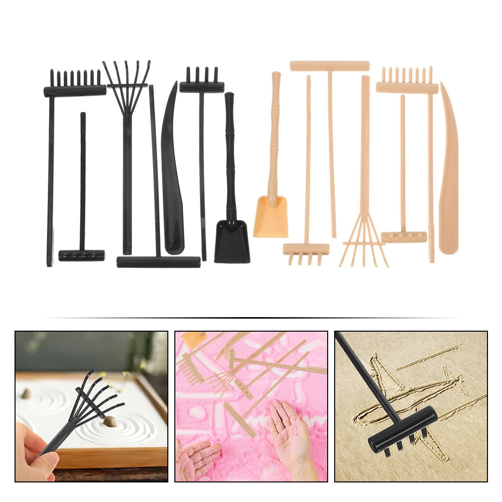 Worgeous 14pcs Mini Plastic Rakes Small Garden Rakes for Sand Table Crafts and Adornments Tools Set - Image 3