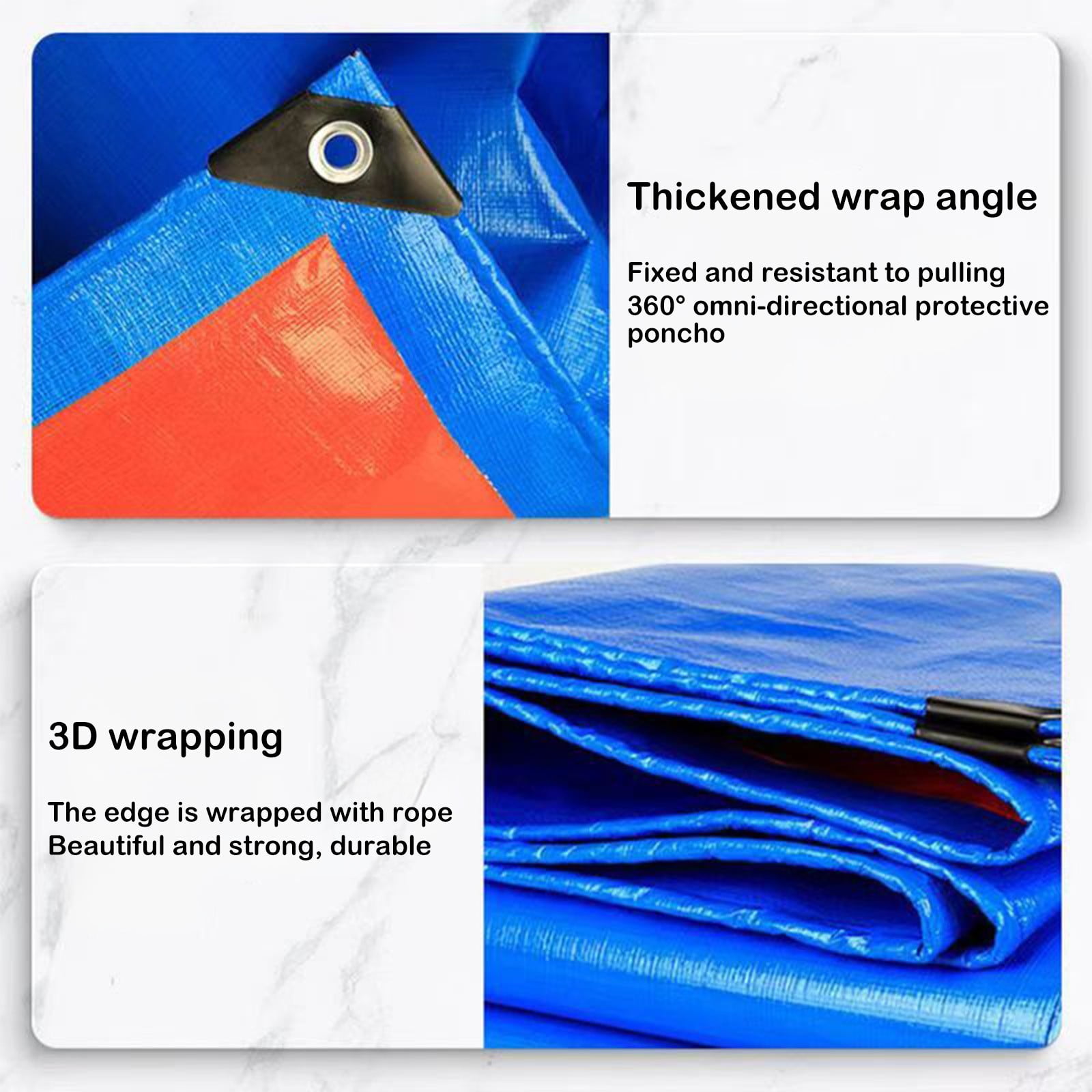 Darzheoy Heavy Duty Tarp Cover, Thick Tarps Waterproof Tear and Rip Proof UV Resistant Tarpaulin with Reinforced Grommets and Edges Blue - Image 4