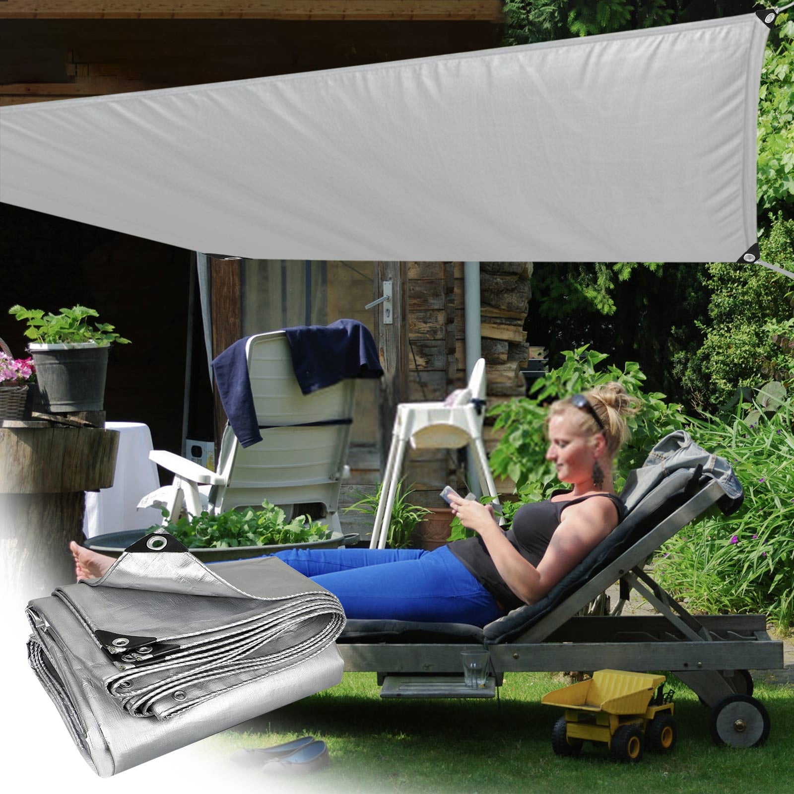 Darzheoy Heavy Duty Tarp Cover, Thick Tarps Waterproof Tear and Rip Proof UV Resistant Tarpaulin with Reinforced Grommets and Edges D - Image 2