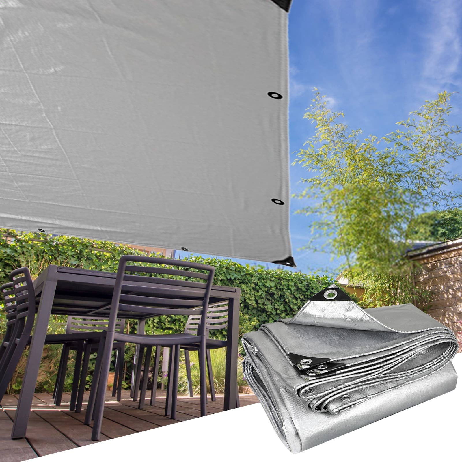 Darzheoy Heavy Duty Tarp Cover, Thick Tarps Waterproof Tear and Rip Proof UV Resistant Tarpaulin with Reinforced Grommets and Edges D - Image 3