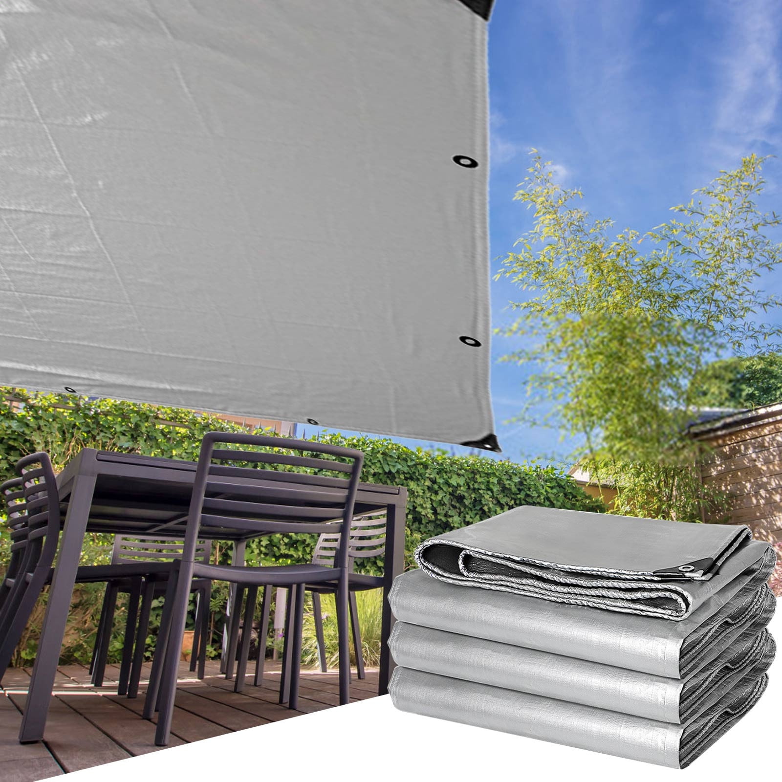 Darzheoy Heavy Duty Tarp Cover, Thick Tarps Waterproof Tear and Rip Proof UV Resistant Tarpaulin with Reinforced Grommets and Edges E - Image 2