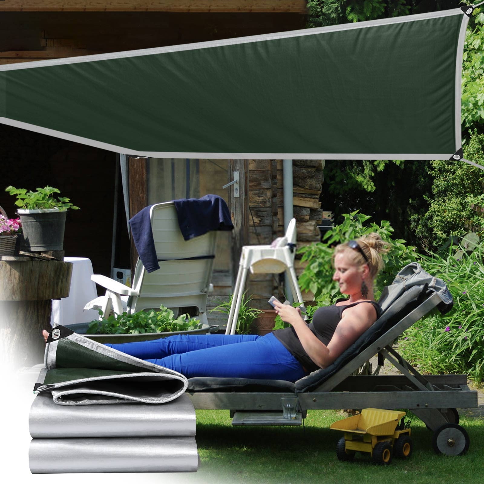 Darzheoy Heavy Duty Tarp Cover, Thick Tarps Waterproof Tear and Rip Proof UV Resistant Tarpaulin with Reinforced Grommets and Edges F - Image 2