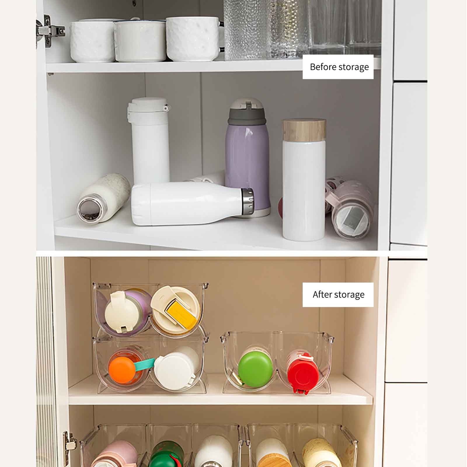 AYktou Wine Rack Water Bottle Organizer Sodas Can Organizer,Stackable Cabinet Organizer Bottle Plastic Water Bottle Holder Can Organizer for Countertop,Table Top,Pantry,Fridge A - Image 5