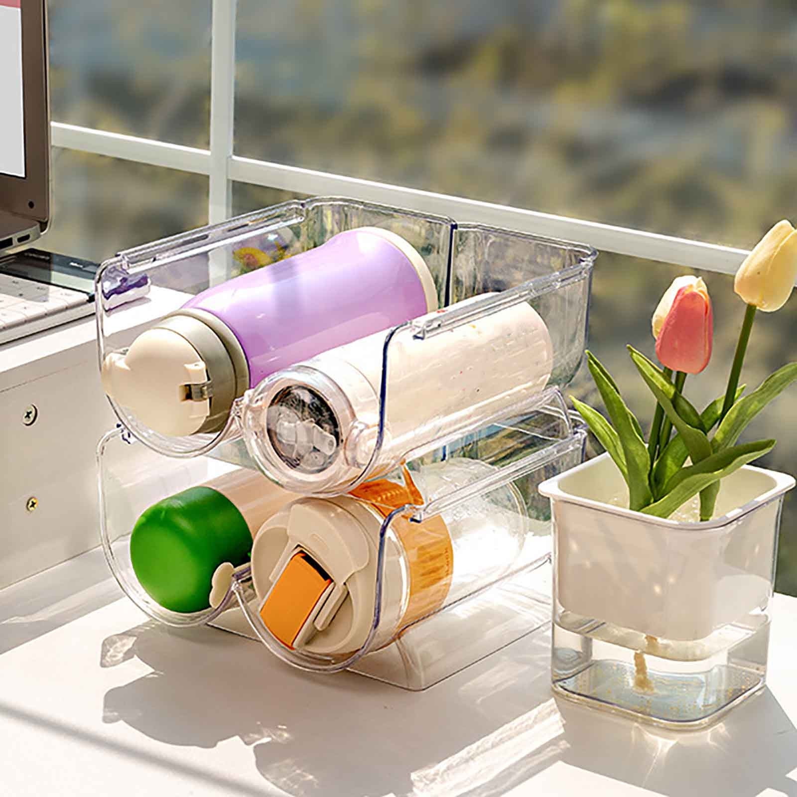 AYktou Wine Rack Water Bottle Organizer Sodas Can Organizer,Stackable Cabinet Organizer Bottle Plastic Water Bottle Holder Can Organizer for Countertop,Table Top,Pantry,Fridge A - Image 6