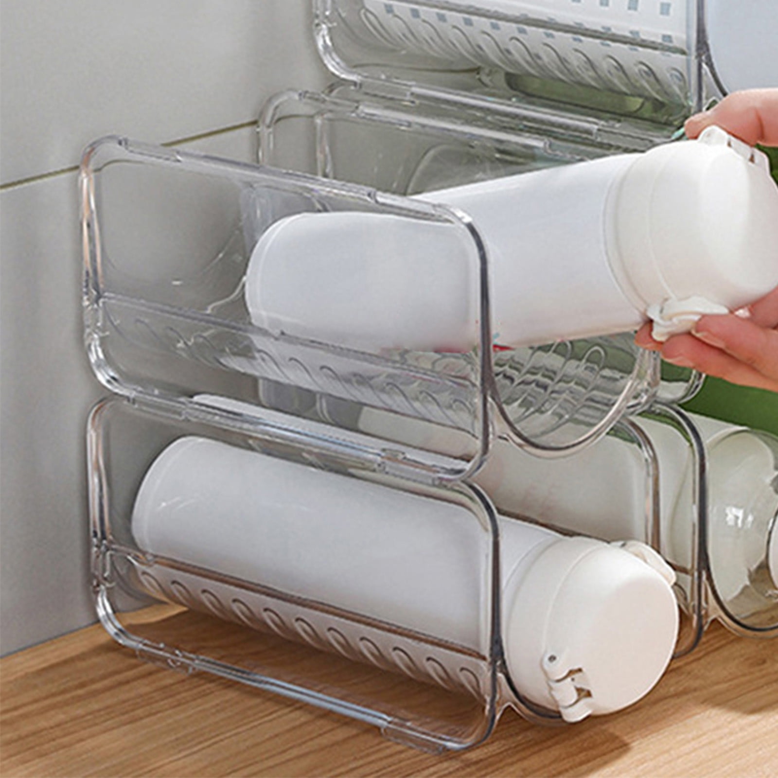 AYktou Wine Rack Water Bottle Organizer Sodas Can Organizer,Stackable Cabinet Organizer Bottle Plastic Water Bottle Holder Can Organizer for Countertop,Table Top,Pantry,Fridge D - Image 3