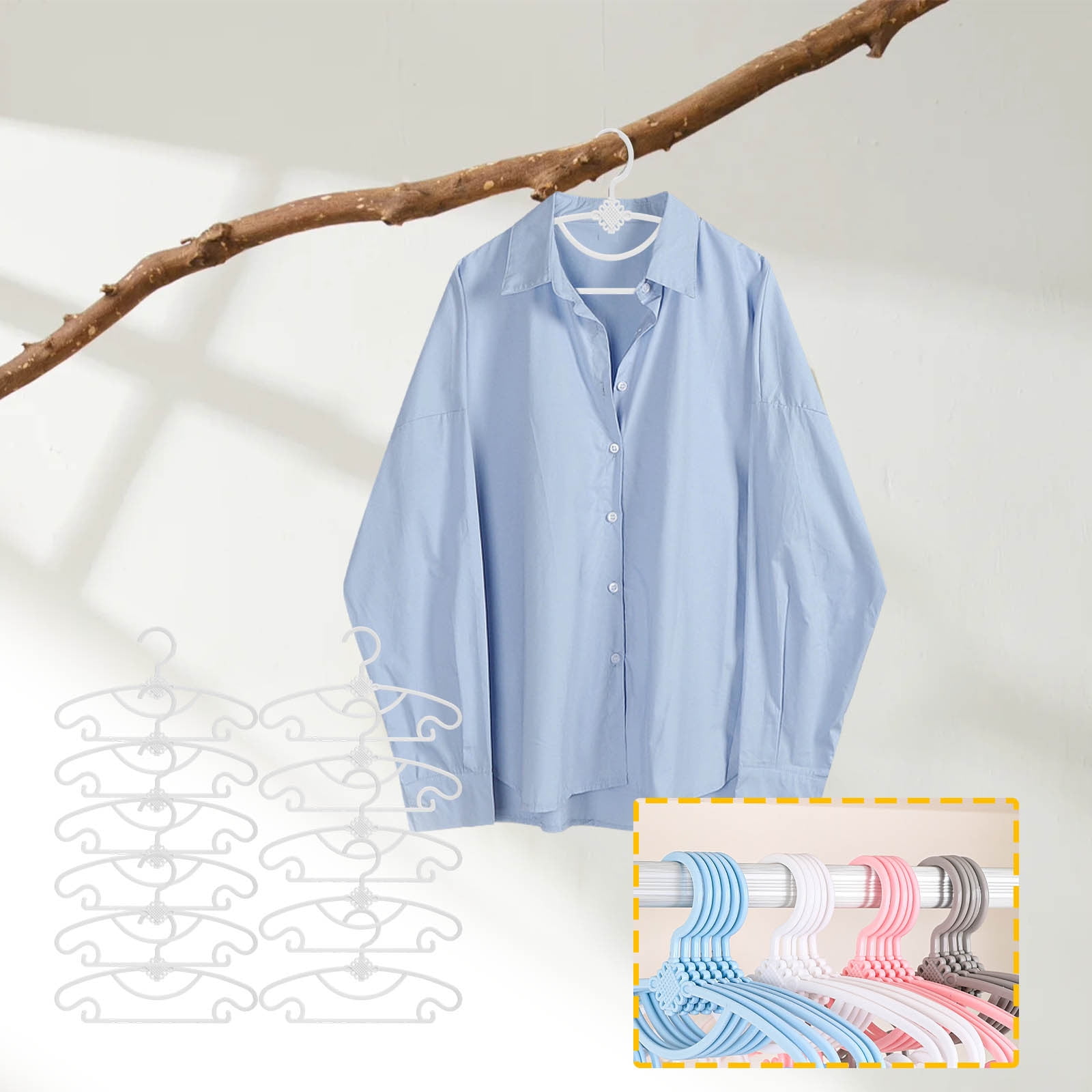 Kdkad 10-Pack Serviceable Kids' Clothes Hangers - Heavy-Duty Plastic Non-Slip Infant & Toddler Hangers for Closet, Nursery, Travel - Space-Saving Baby Closet Organizers 11.2×6.5 in Blue - Image 5