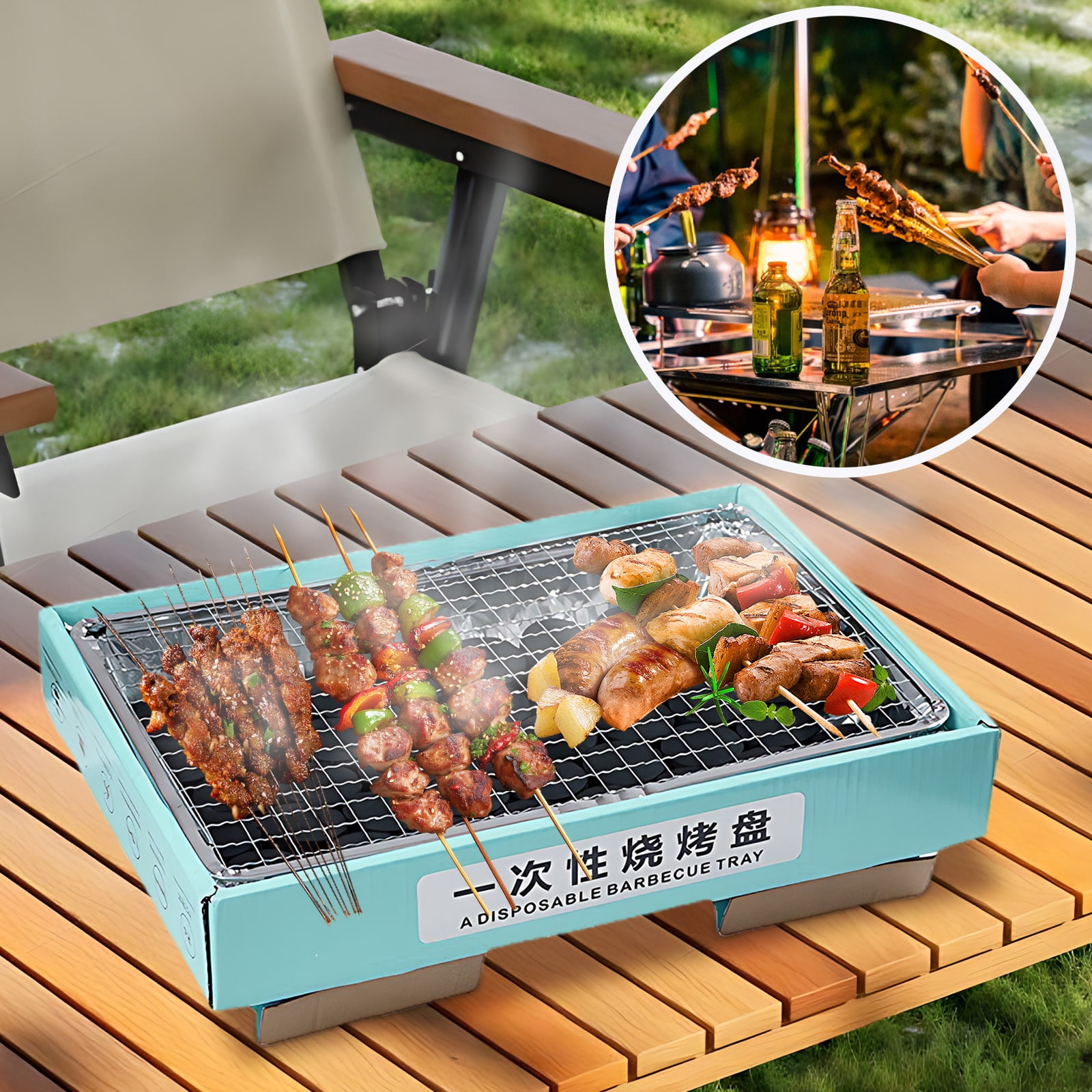 Kdkad Disposable BBQ Grill – Portable Outdoor Picnic, Cam& Group Gatherings – Low-Smoke Stainless Steel Kraft Paper Tray with Fast-Burning Charcoal – Easy Baking & Grilling - Image 4