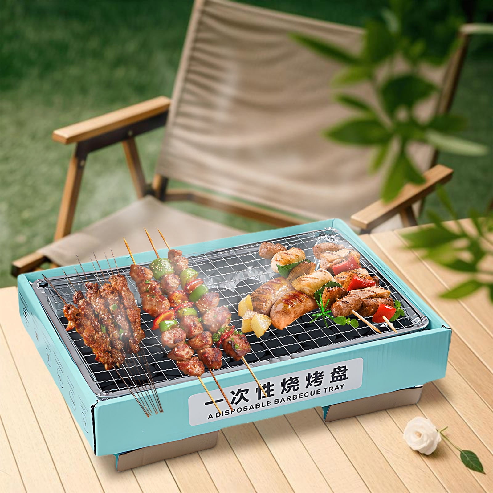 Kdkad Disposable BBQ Grill – Portable Outdoor Picnic, Cam& Group Gatherings – Low-Smoke Stainless Steel Kraft Paper Tray with Fast-Burning Charcoal – Easy Baking & Grilling - Image 5