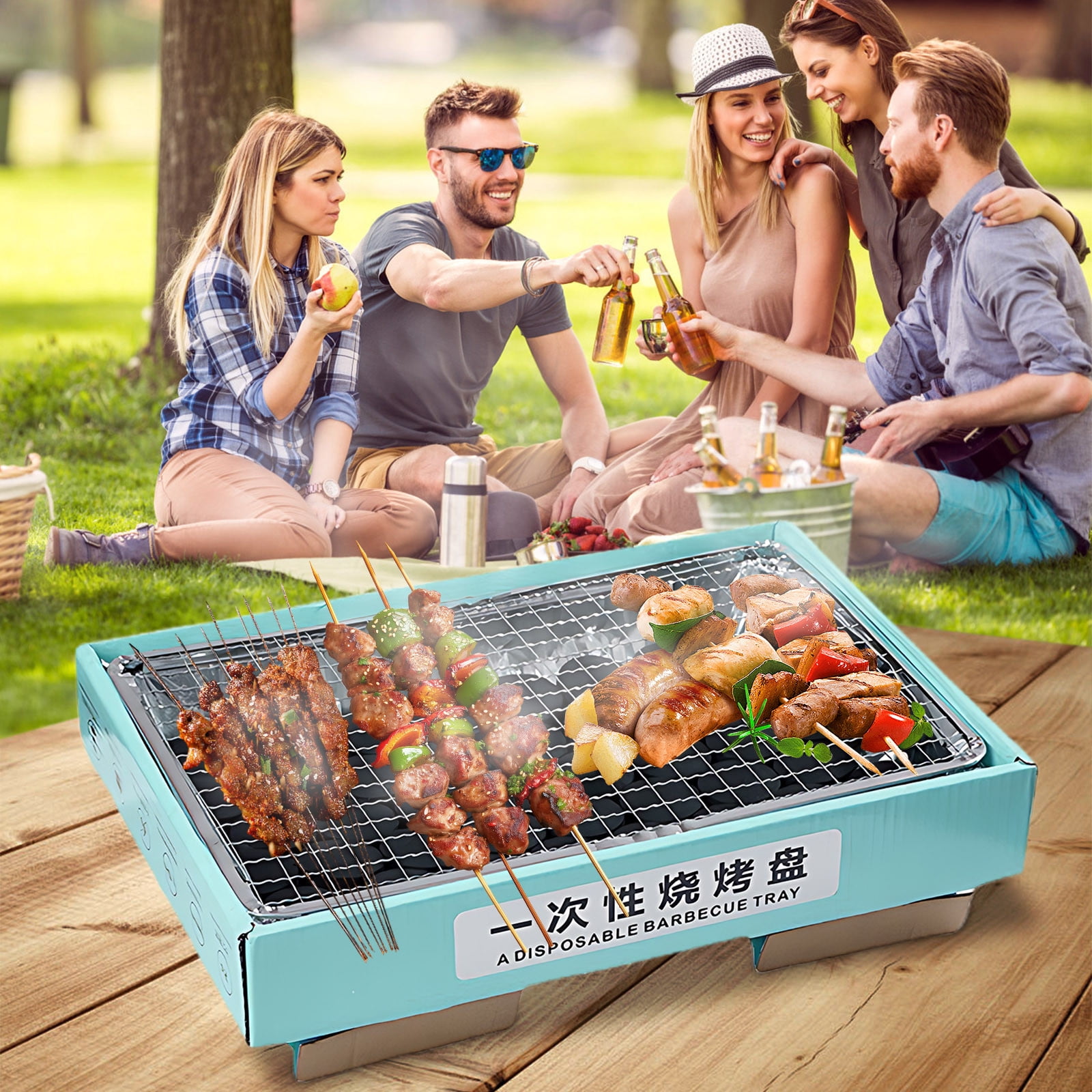 Kdkad Disposable BBQ Grill – Portable Outdoor Picnic, Cam& Group Gatherings – Low-Smoke Stainless Steel Kraft Paper Tray with Fast-Burning Charcoal – Easy Baking & Grilling - Image 6
