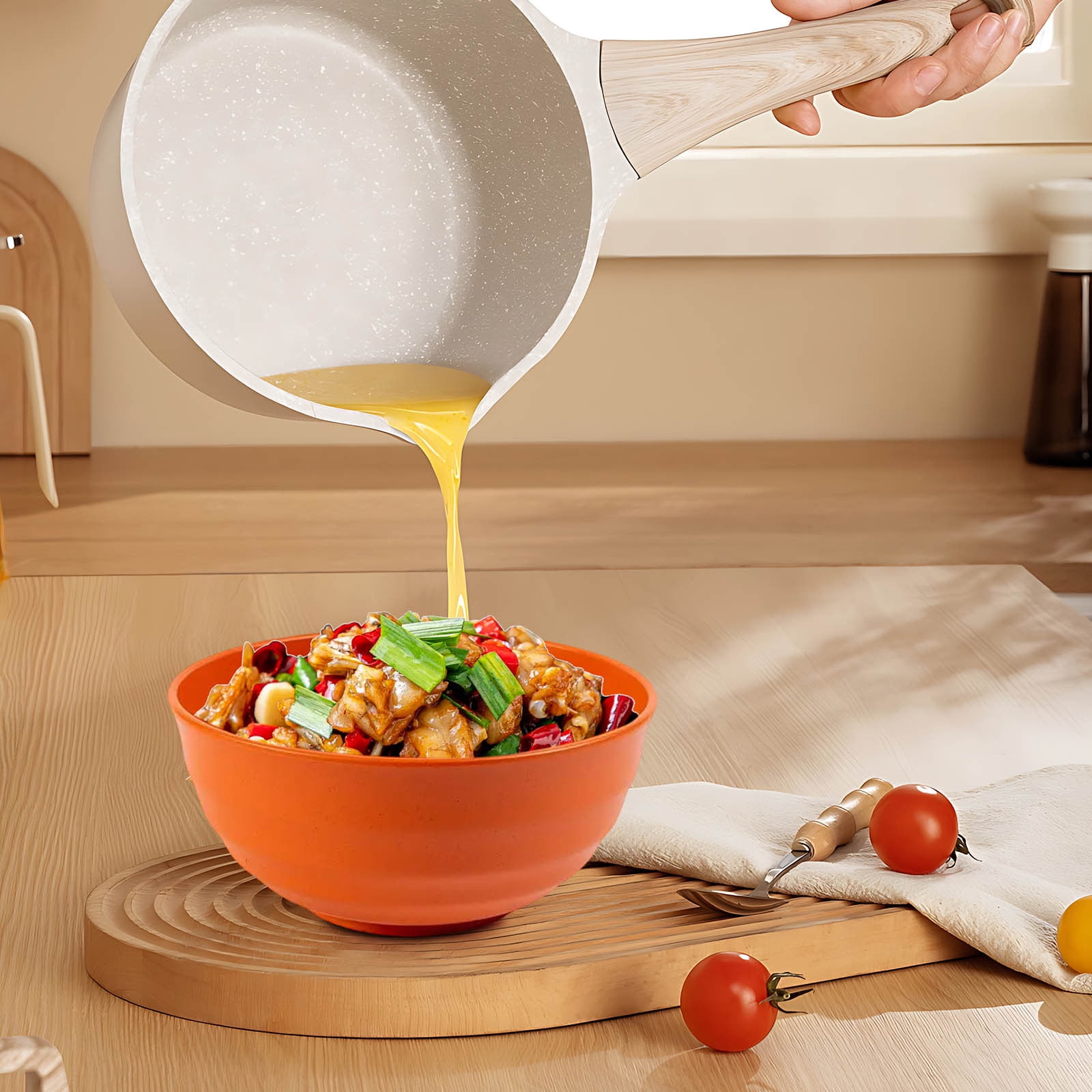 Kdkad Serviceable Plastic Cereal Bowls - Large Dishwasher-Safe Shatterproof Bowls for Soup, Salad & Snacks | Lightweight, Stackable Kitchenware for Home, Office & Restaurant Use As Show Green1 - Image 5