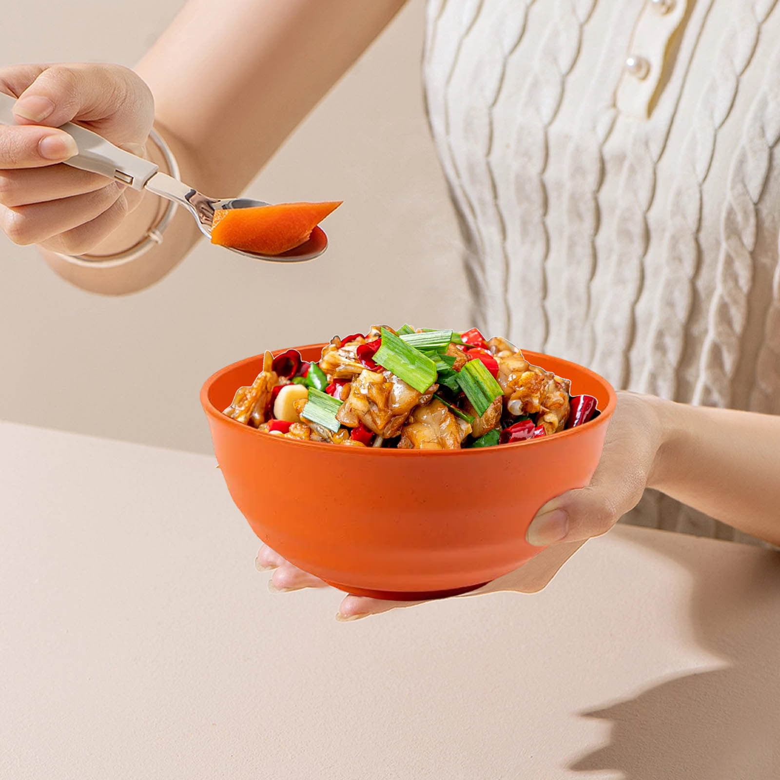 Kdkad Serviceable Plastic Cereal Bowls - Large Dishwasher-Safe Shatterproof Bowls for Soup, Salad & Snacks | Lightweight, Stackable Kitchenware for Home, Office & Restaurant Use As Show Yellow1 - Image 1