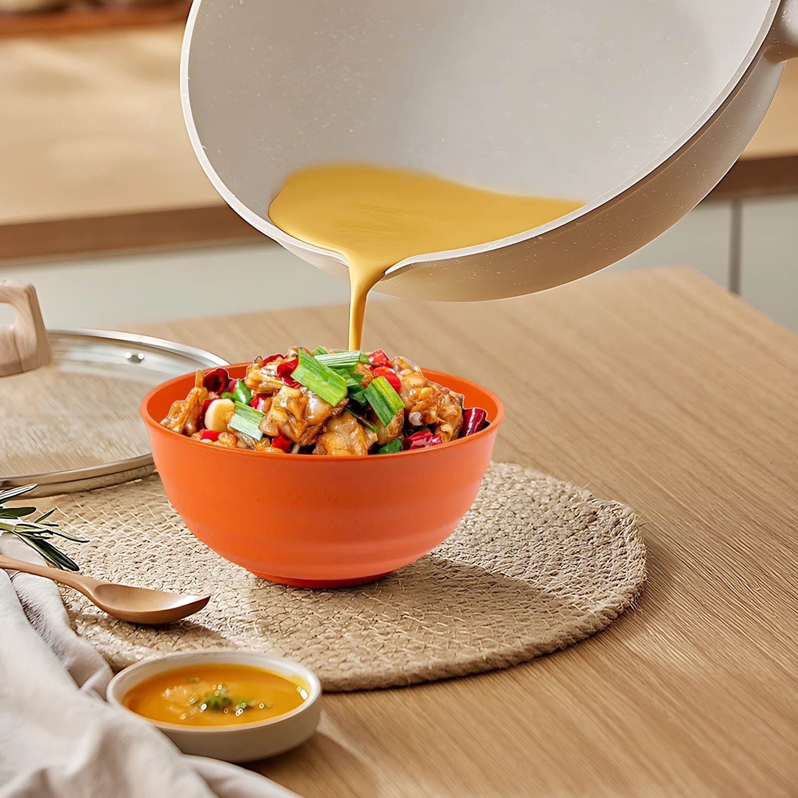 Kdkad Serviceable Plastic Cereal Bowls - Large Dishwasher-Safe Shatterproof Bowls for Soup, Salad & Snacks | Lightweight, Stackable Kitchenware for Home, Office & Restaurant Use As Show Yellow1 - Image 4