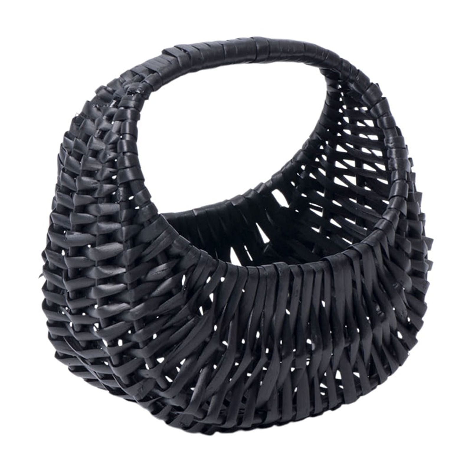 Darzheoy Wicker Basket with Handle, Wicker Shopping Basket, Picnic Baskets, Wicker Storage Basket, Rattan Basket for Wedding Black - Image 1