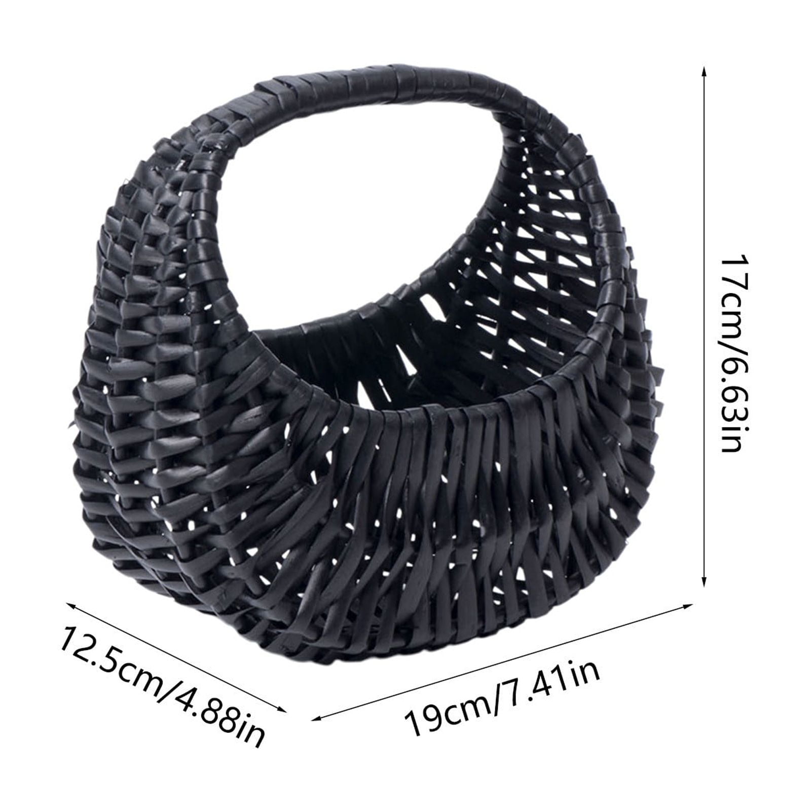 Darzheoy Wicker Basket with Handle, Wicker Shopping Basket, Picnic Baskets, Wicker Storage Basket, Rattan Basket for Wedding Black - Image 2