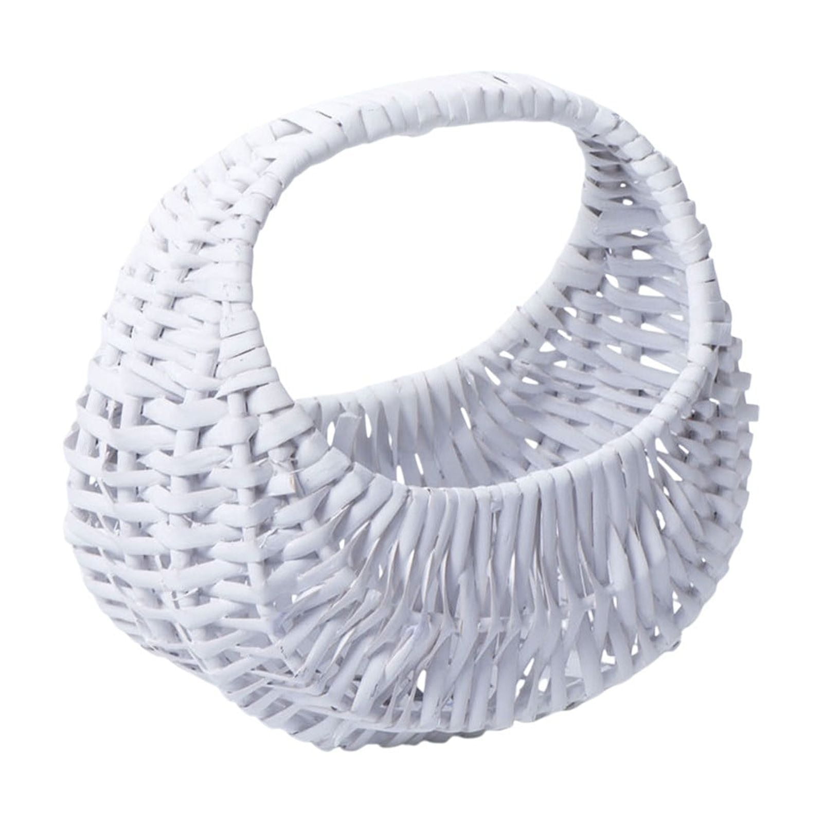 Darzheoy Wicker Basket with Handle, Wicker Shopping Basket, Picnic Baskets, Wicker Storage Basket, Rattan Basket for Wedding White - Image 1