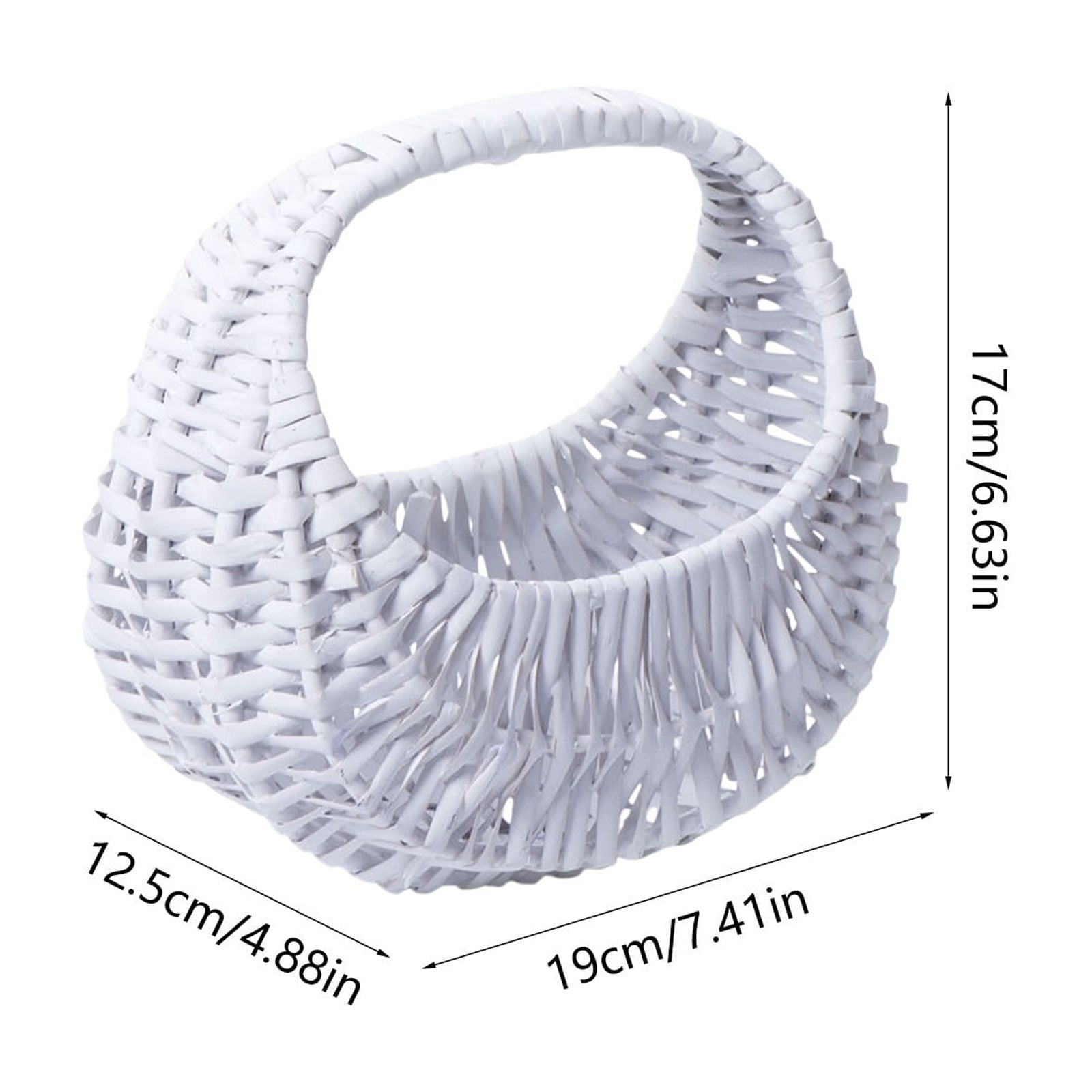Darzheoy Wicker Basket with Handle, Wicker Shopping Basket, Picnic Baskets, Wicker Storage Basket, Rattan Basket for Wedding White - Image 2