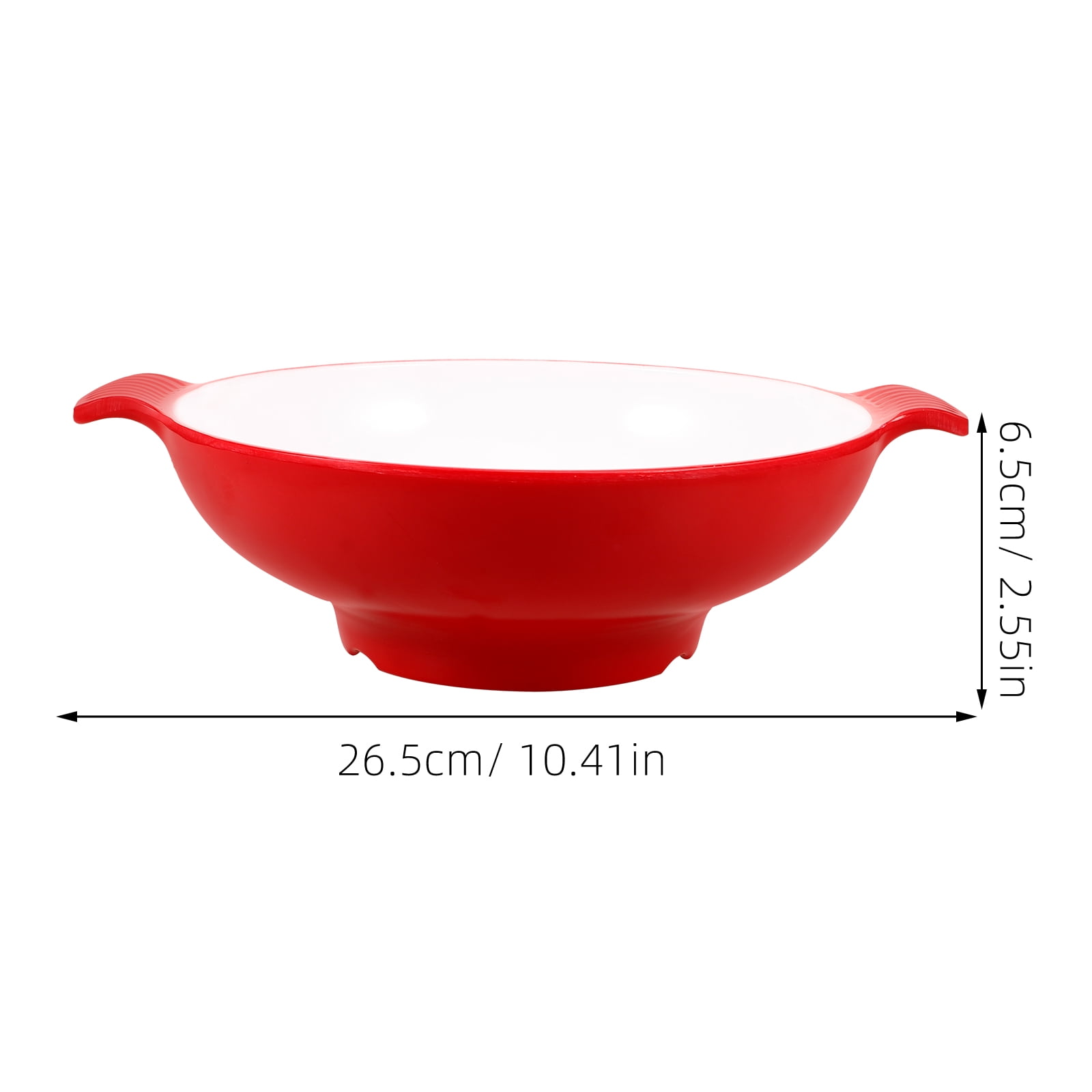 SKISUNO Large Salad Serving Bowl Red Plastic 1Set 10.41X8.45X2.55in - Image 2
