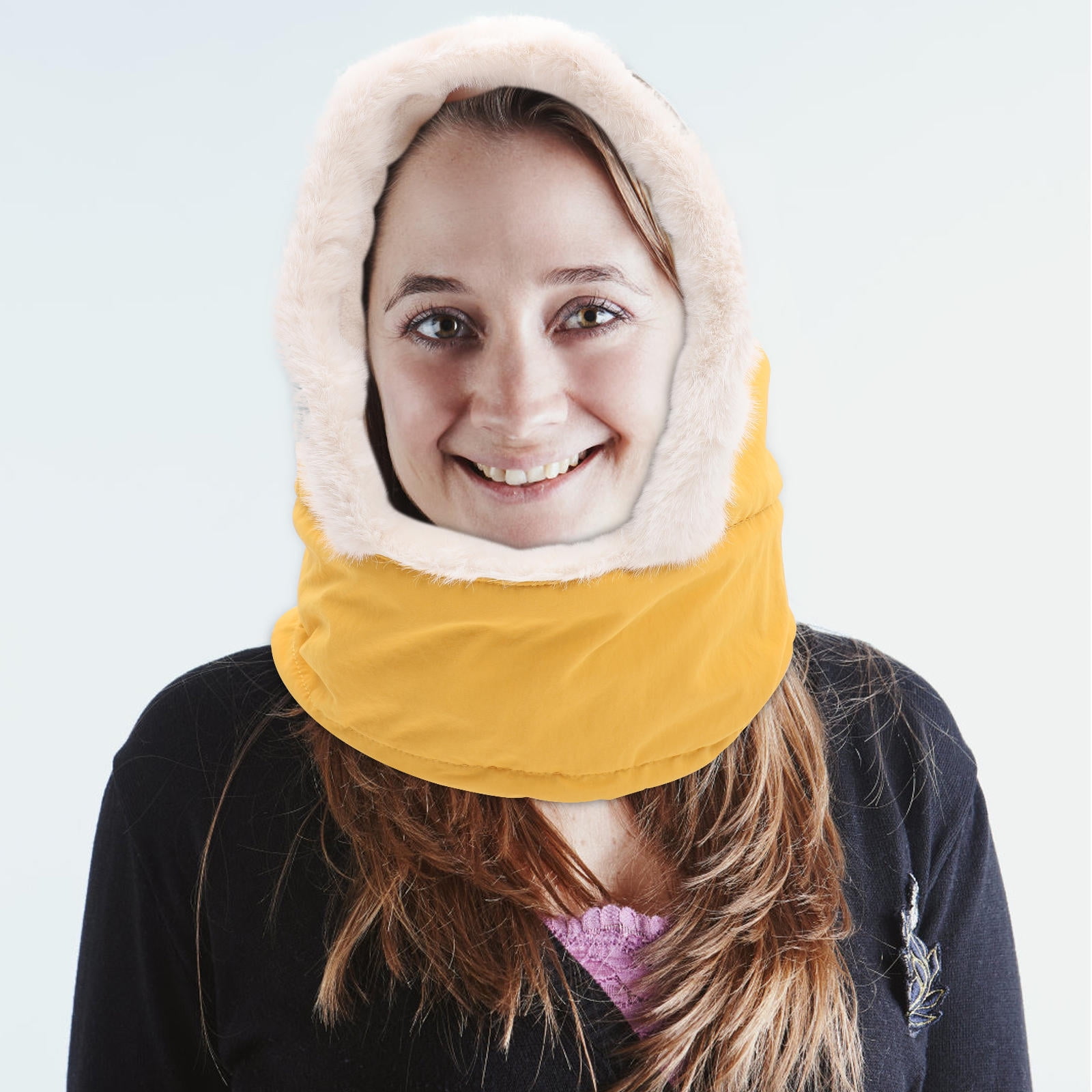 SKISUNO Cycling Mask Hood Orange Fleece Neck Warmer 1Pcs 15.7X9.8in - Image 2