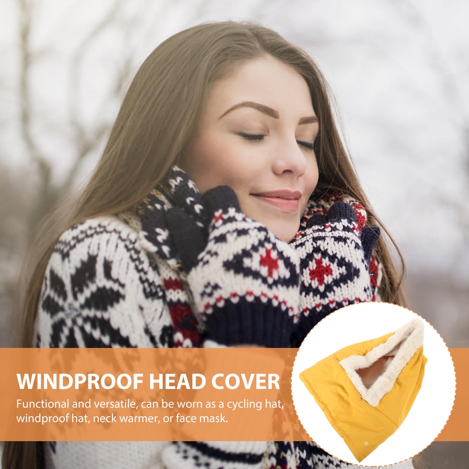 SKISUNO Cycling Mask Hood Orange Fleece Neck Warmer 1Pcs 15.7X9.8in - Image 7