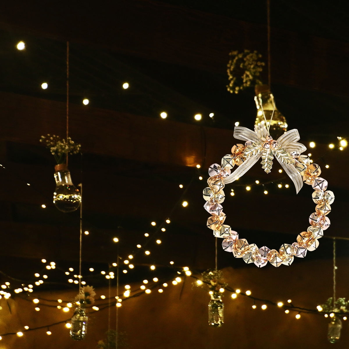 WHAMVOX Golden Christmas Bell Wreath with Bells for Decoration Iron Material Adds Festive Touch - Image 7
