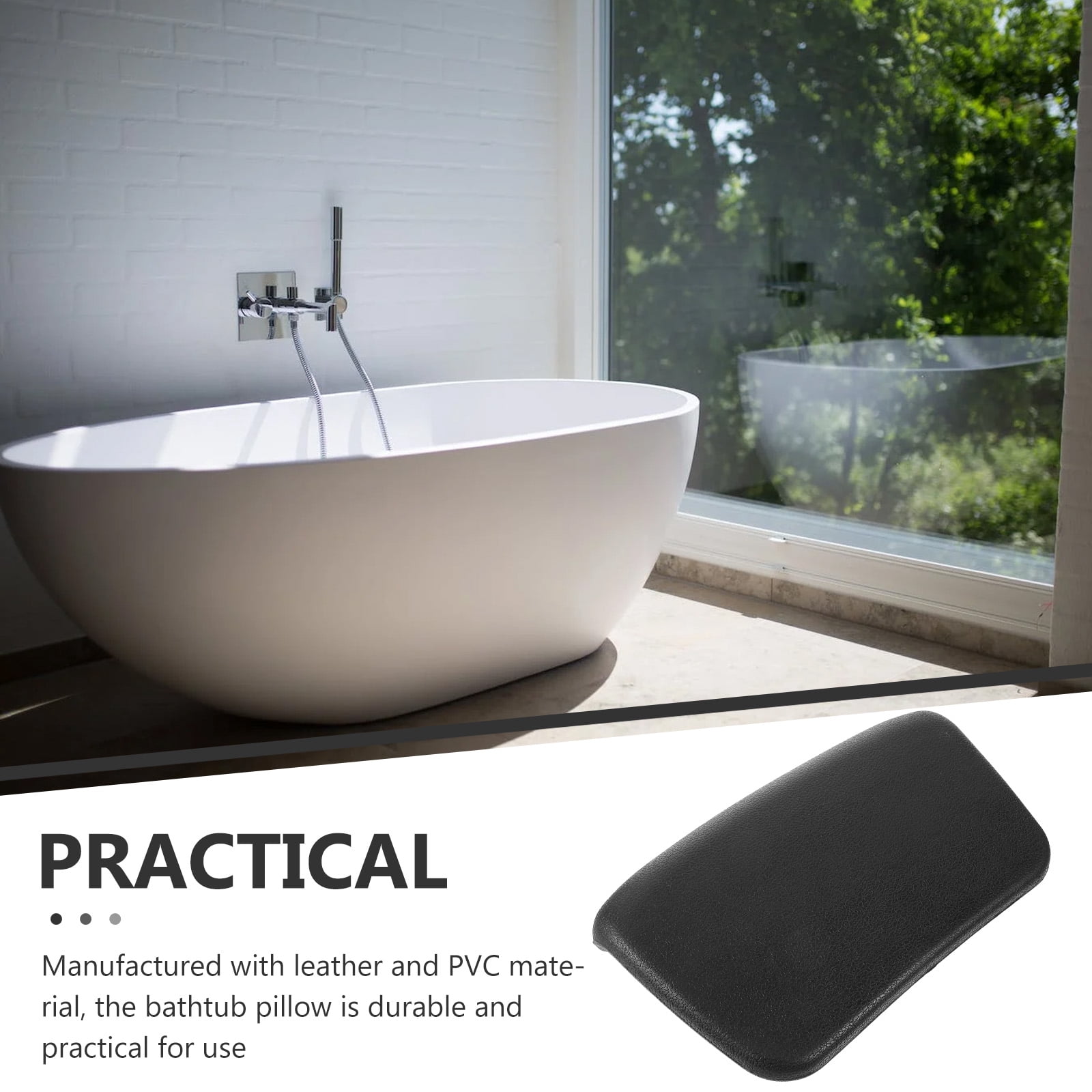 WHAMVOX Soaking Tub Pillow Bathtub Padding for Adults Replacements Black - Image 7